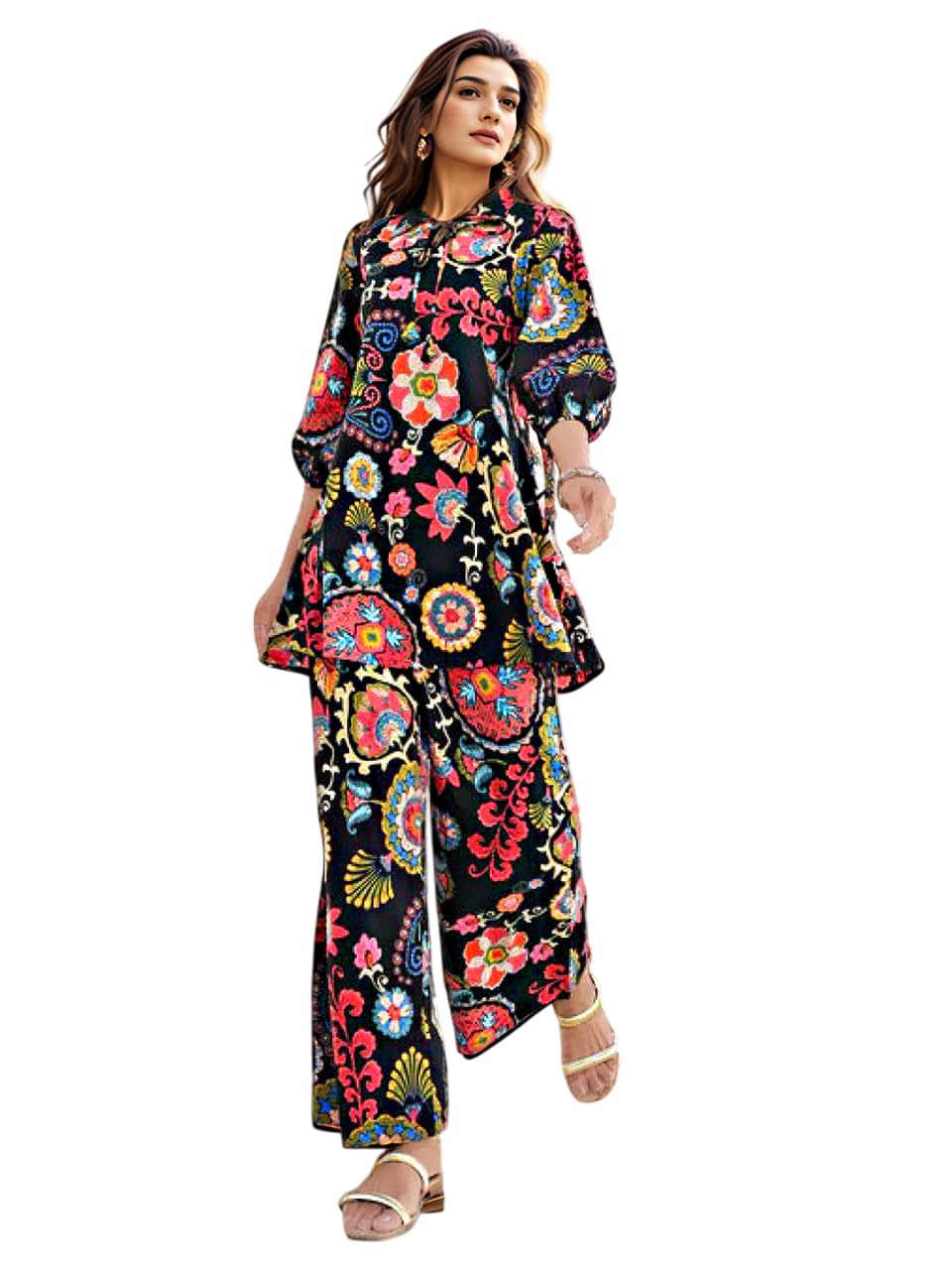 Women's Rayon Blend Classic Above The Knee Co-ord Set