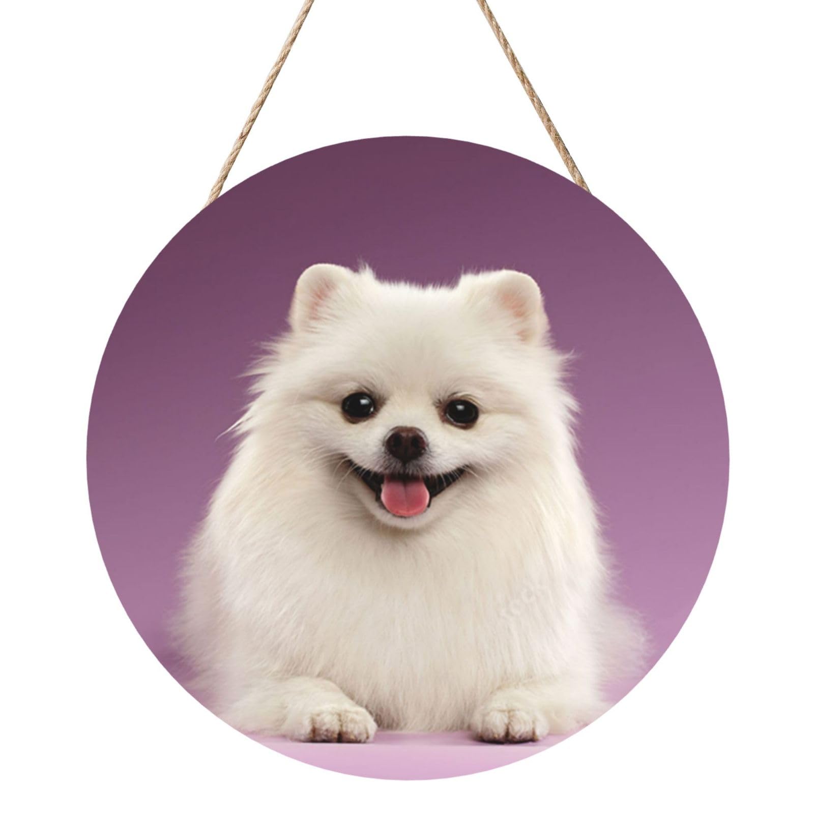 InOmak Pomeranian Dog Pattern, Round Wood Panel Painting 12 in, Wall Hanging Painting For Home