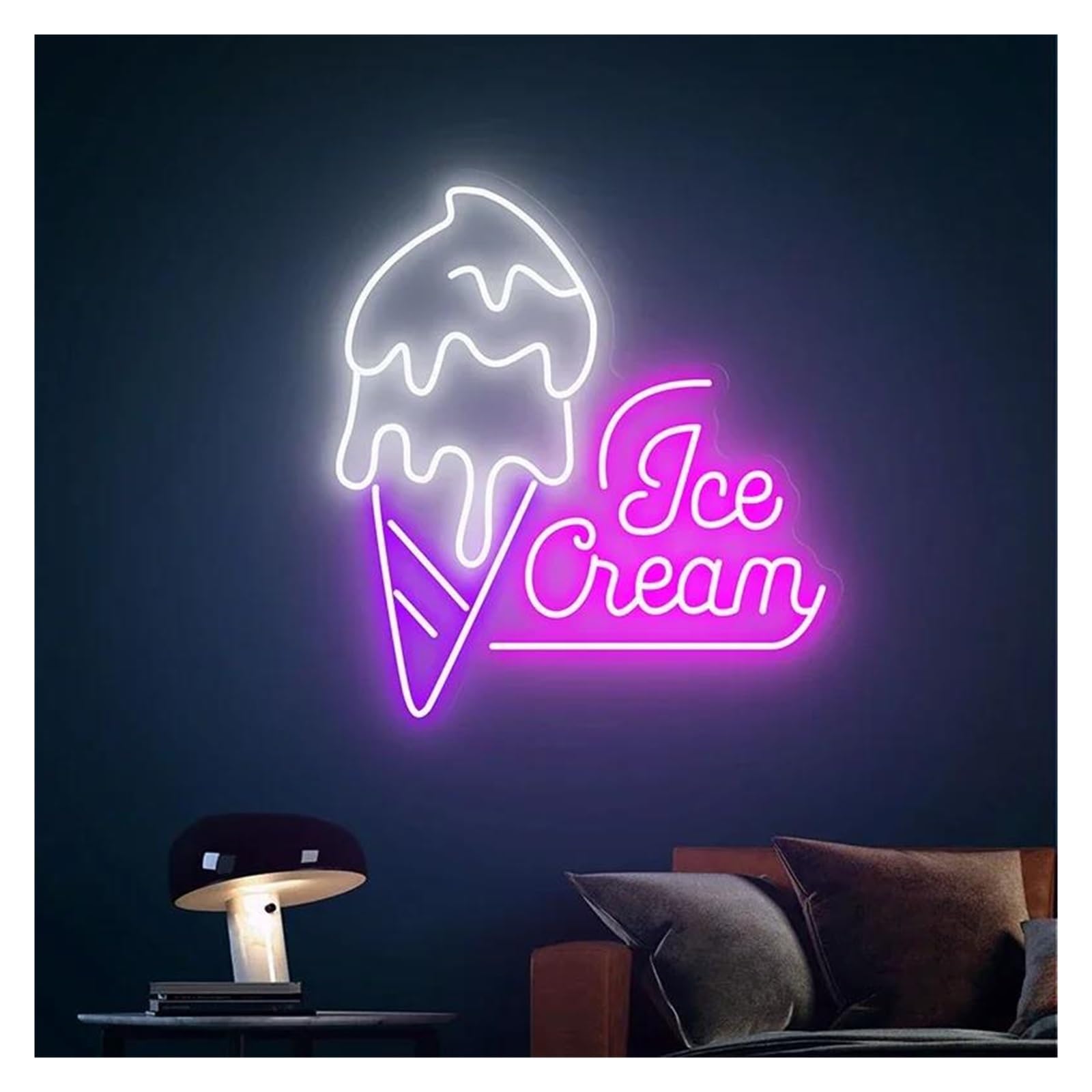Shouxi G Sign Lamp Ice Cream Neon Sign Light Wall Decor Coffee Bar Shop Restaurant Decoration(,50Cm)
