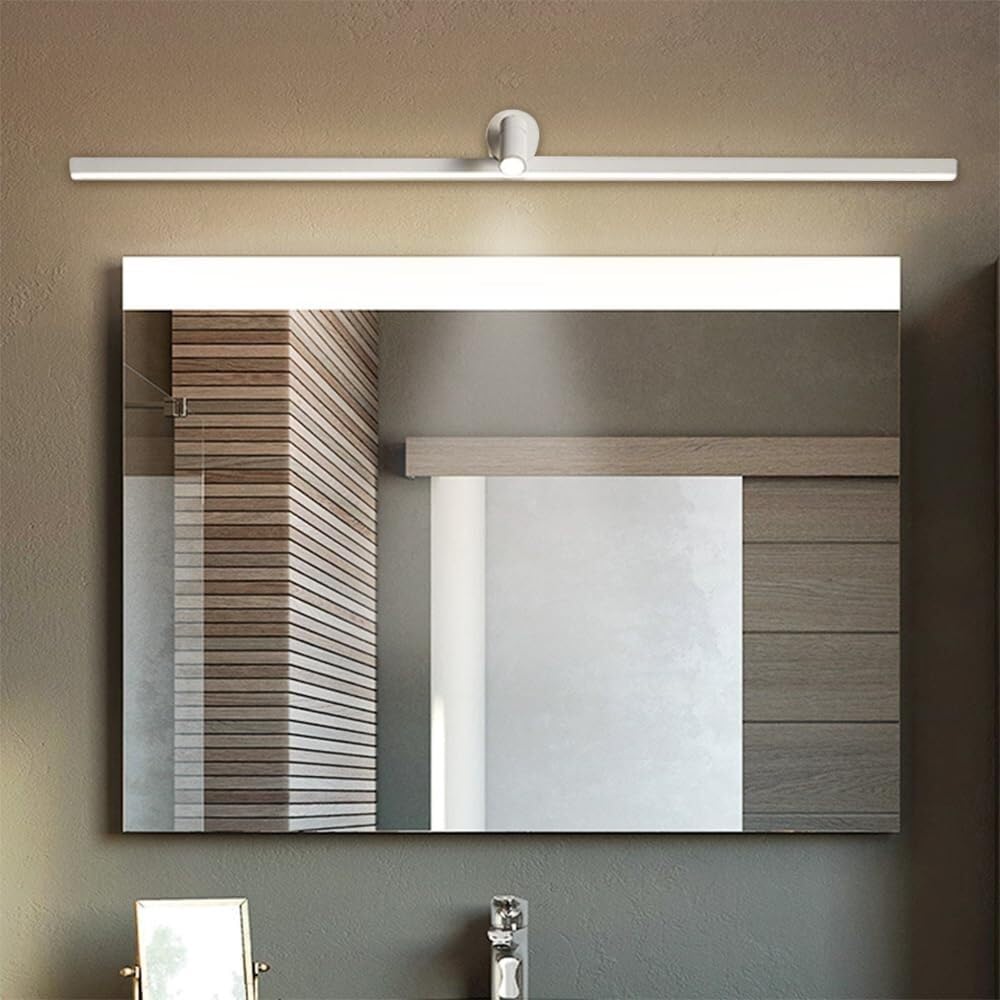 Nowoczesna lampa ścienna LED z lustrem i regulowanymi reflektorami, do sypialni, salonu, jadalni, biura, korytarza i schodów