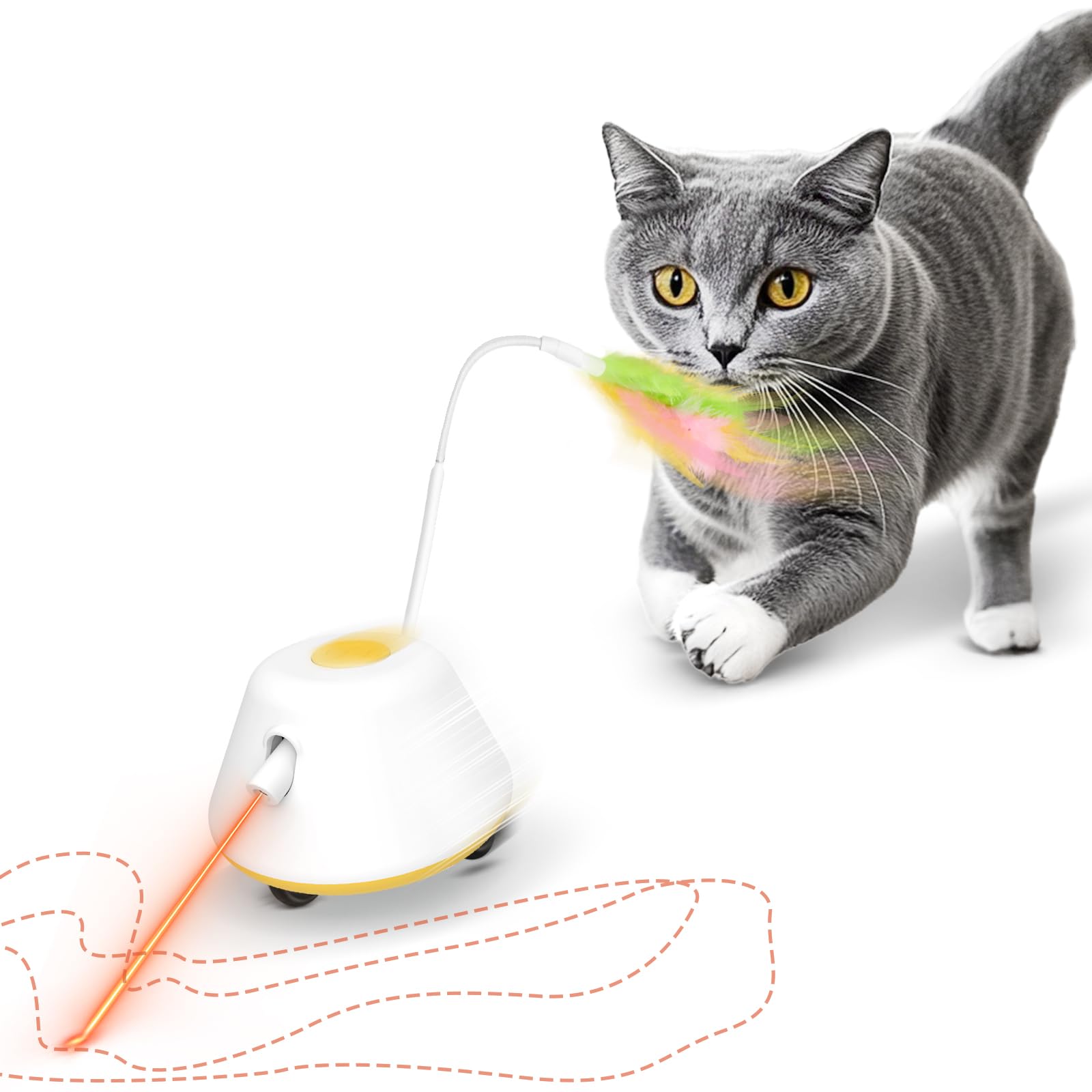 Giocattolo interattivo per gatti, giocattolo elettrico interattivo per esercizi e giochi, giocattolo intelligenza per gatti, un corpo giocattolo rimovibile, tre molle di ricambio e una funzione laser