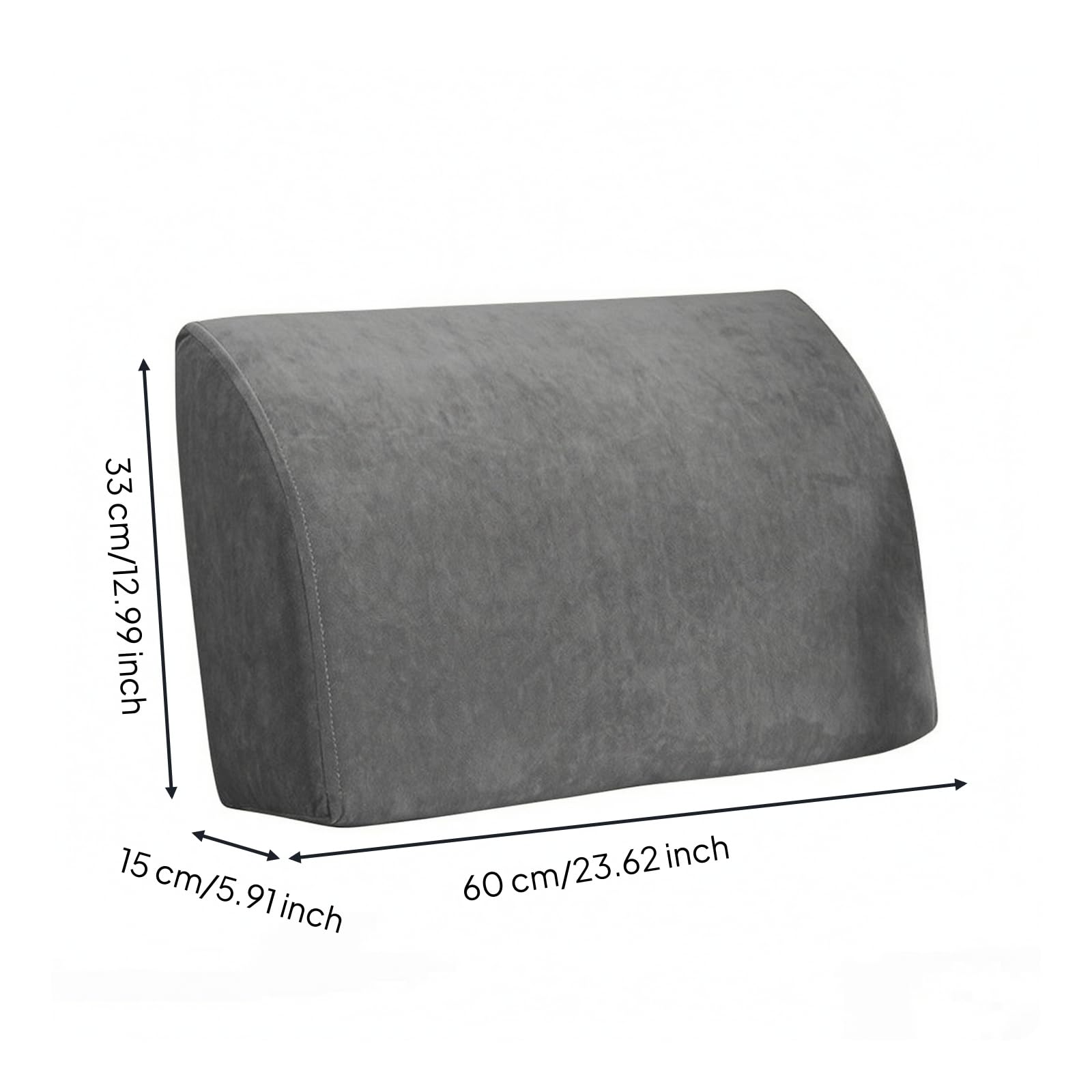 Cuscino da Lettura per Letto Ortopedico, Velvet Dark Gray, Soft 60CM