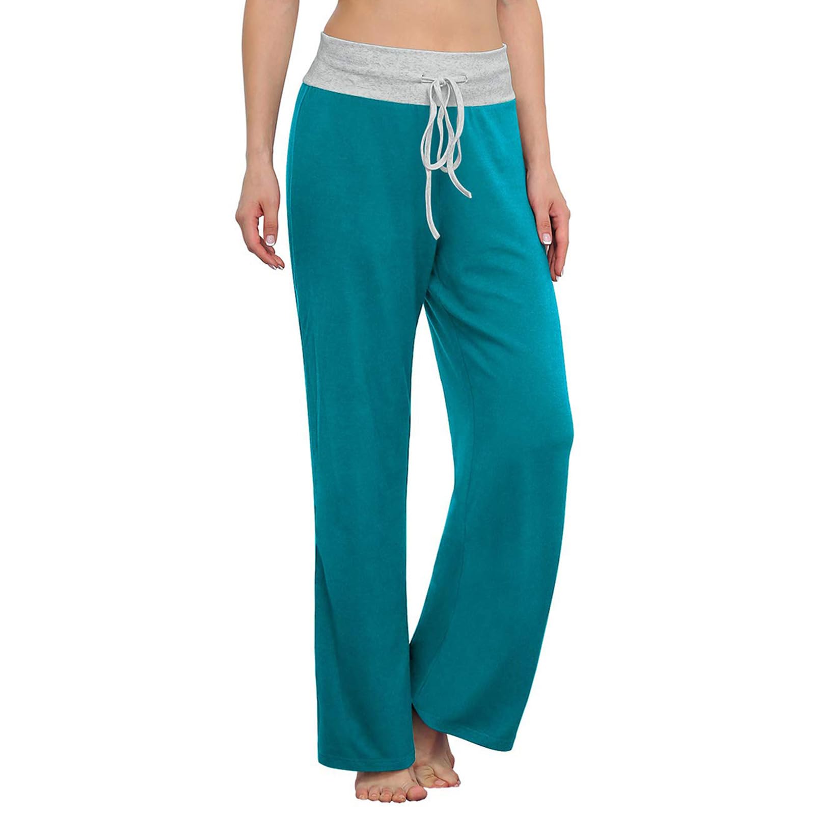AMYTIS LINGERIE Women's Yoga Trousers, Pyjama Bottoms, Soft, Fitness, Long, Stretch, Drawstring, Casual, Leisure, Beach, Wide Leg