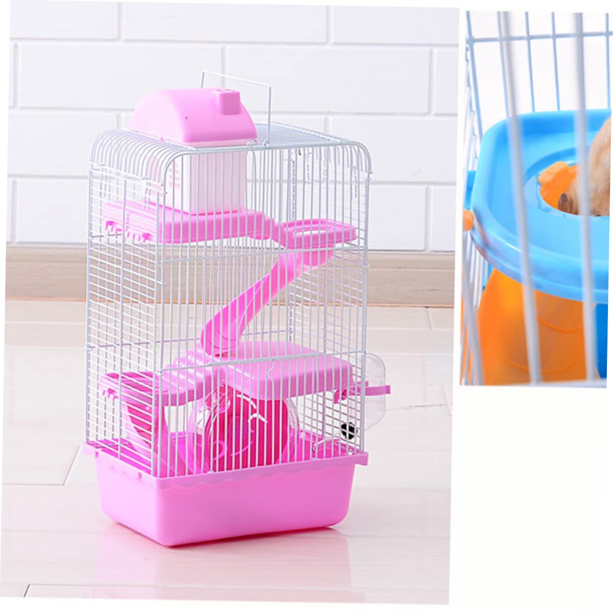 Happyyami Hamsterkäfig Haustierkäfig Chinchillakäfig Aus Kunststoff Mit Laufrad Und Wasserkanne Für Kleine Haustiere