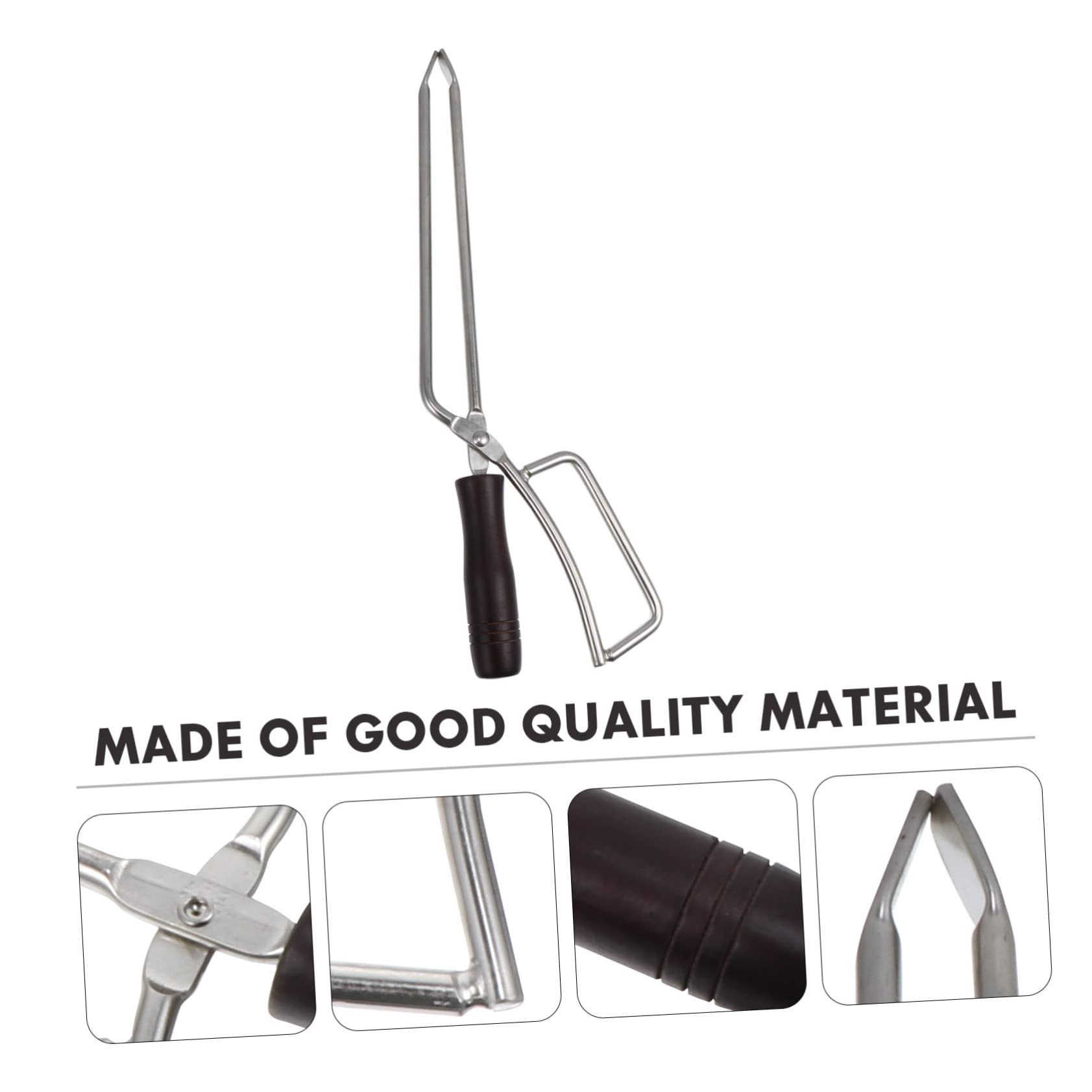Pinza per Barbecue Carbone Lunga in Acciaio Inossidabile Manico in Legno | Festa Estiva, Outdoor Barbecue, Design Ergonomico e Resistenza alle Macchie