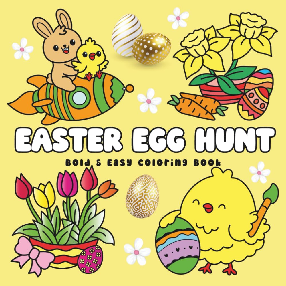 Easter Egg Hunt: Bold and Easy Coloring Book