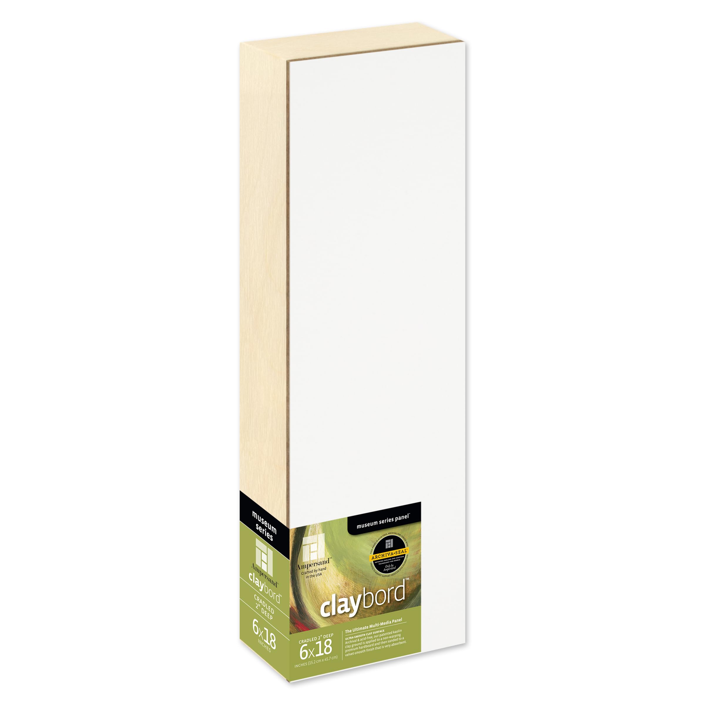 Claybord Ampersand 6X18 rigide et épais avec son châssis en bois de 2 pouces de profondeur