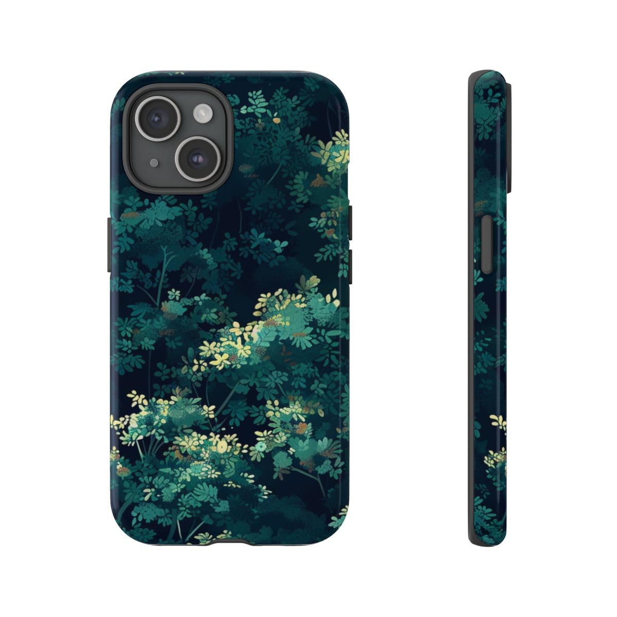 Coque rigide iPhone 15 feuillage vert foncé anti-rayures - 4