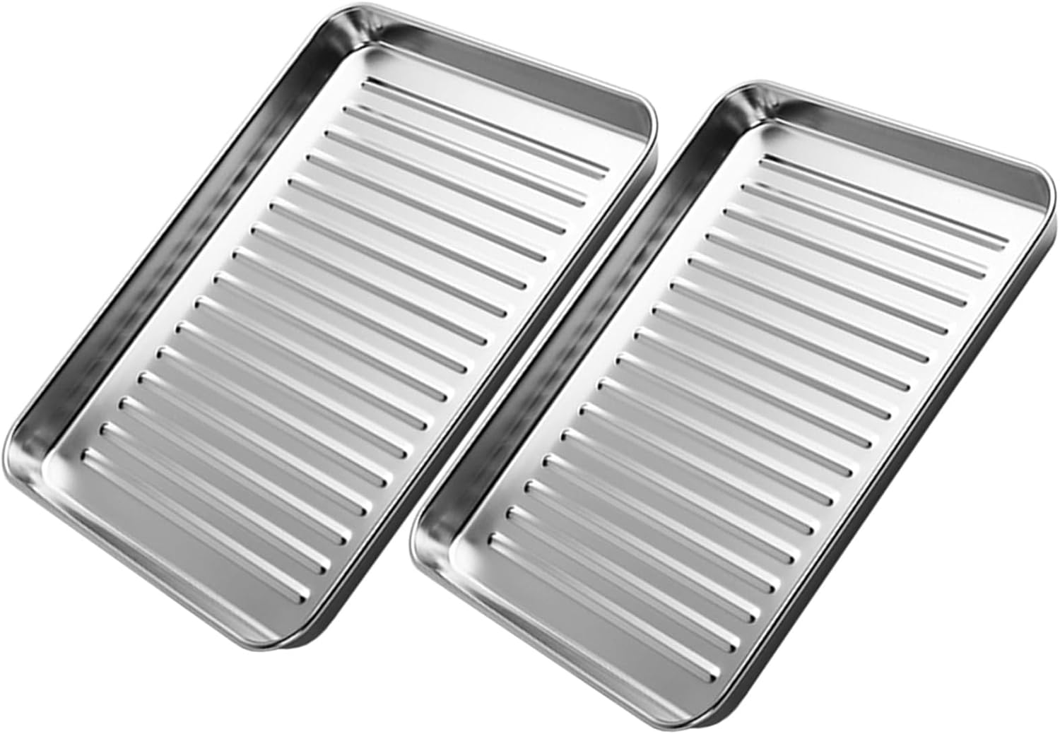 Baking Pan Set of 2 Oven Sheet Pan Tray 316 Stainless Steel Baking Trays for Cookie Nonstick 9.5" 12.6" 17.3" Metal Baking Sheets Warp Resistants Heavy Duty Rectangular Baking Tray(440x320mm)