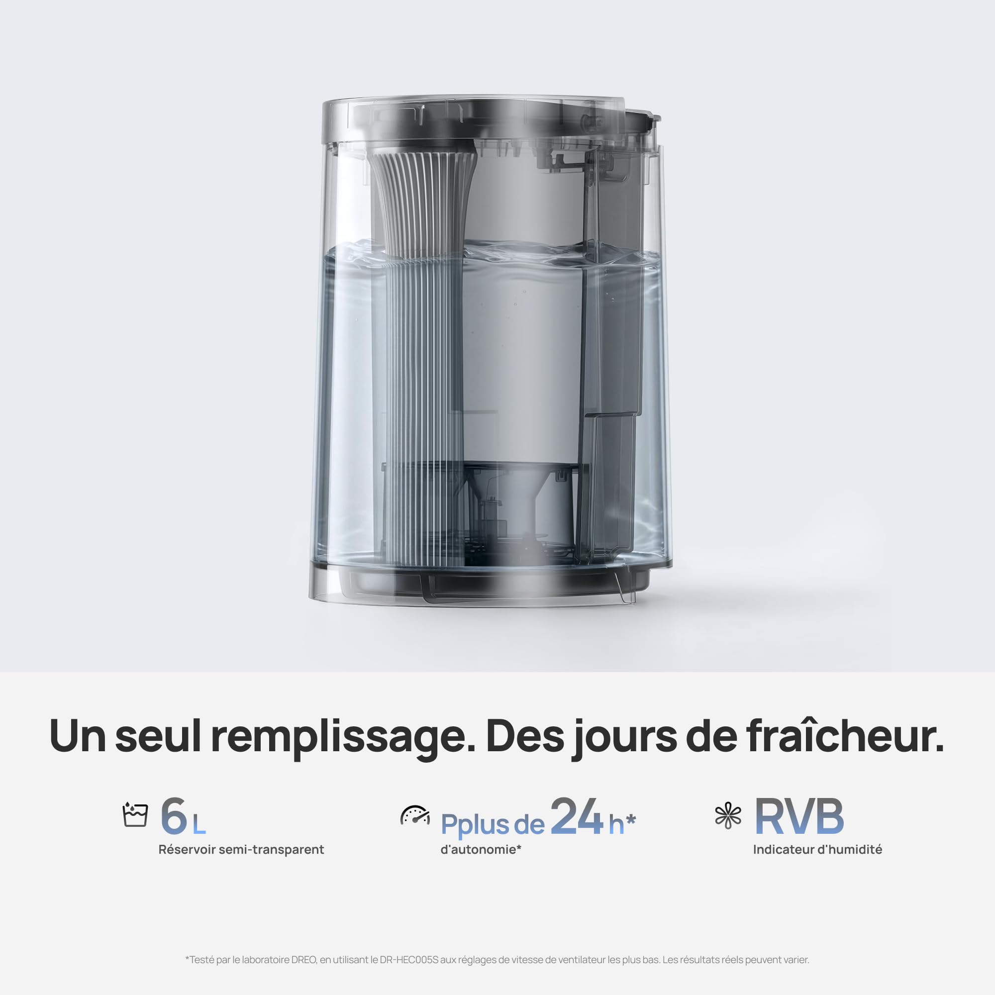 DREO TurboCool Misting Fan 765S, ventilateur brumisateur 3-en-1, réservoir 6 L, air froid, flux 10.4 m/s, moteur silencieux 20 dB, oscillation 90°, 12 vitesses, 4 modes, contrôle intelligent