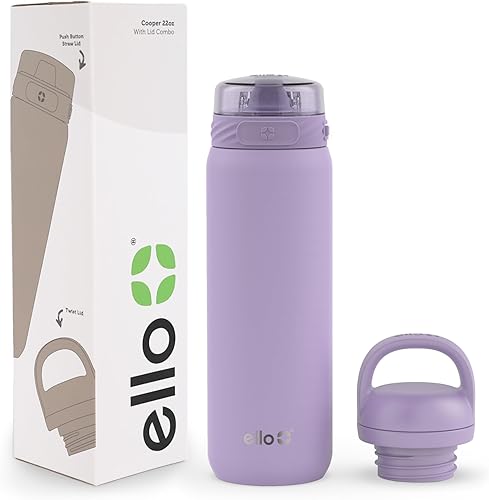 Miniatura 60 de Ello Cooper Twist - Botella de agua de acero inoxidable de 32 onzas con tapa para beber, a prueba de fugas, doble pared y aislada al vacío, lazo de