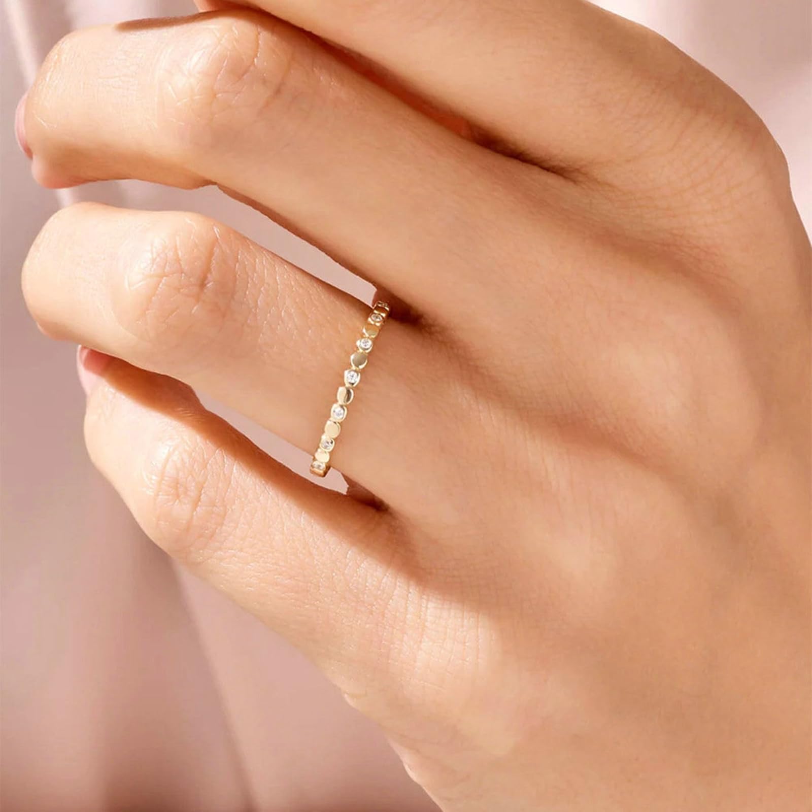 Anillos de diamante de oro amarillo, anillos de compromiso para mujer, oro auténtico, media eternidad, alianzas de aniversario con diamantes para mujeres