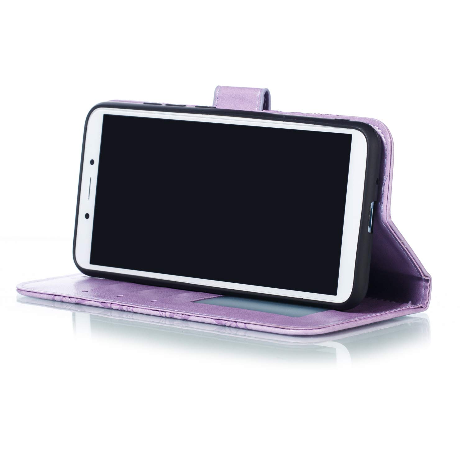 Funda para Xiaomi Redmi 6 / 6A funda [función atril] [tarjetero] Funda de piel con tapa para Xiaomi Redmi 6/Redmi 6A - DEEB011773 púrpura