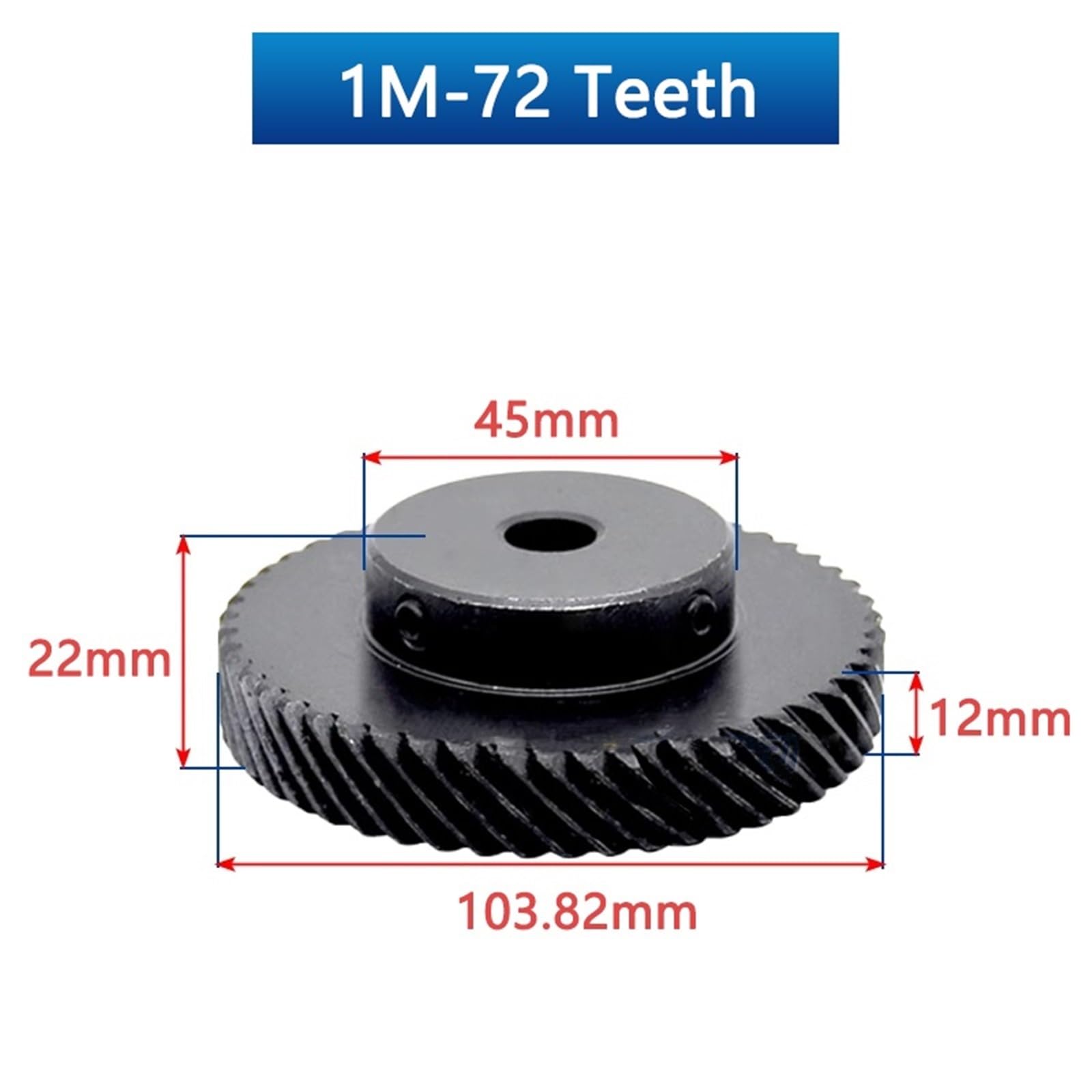 Engrenage hélicoïdal 45 degrés module 1M 72T 80T engrenage conique en acier avec plusieurs tailles de trous pour l'ingénierie de précision (22 mmkeyway 6 x 2,8 mm80 teeth-droit)