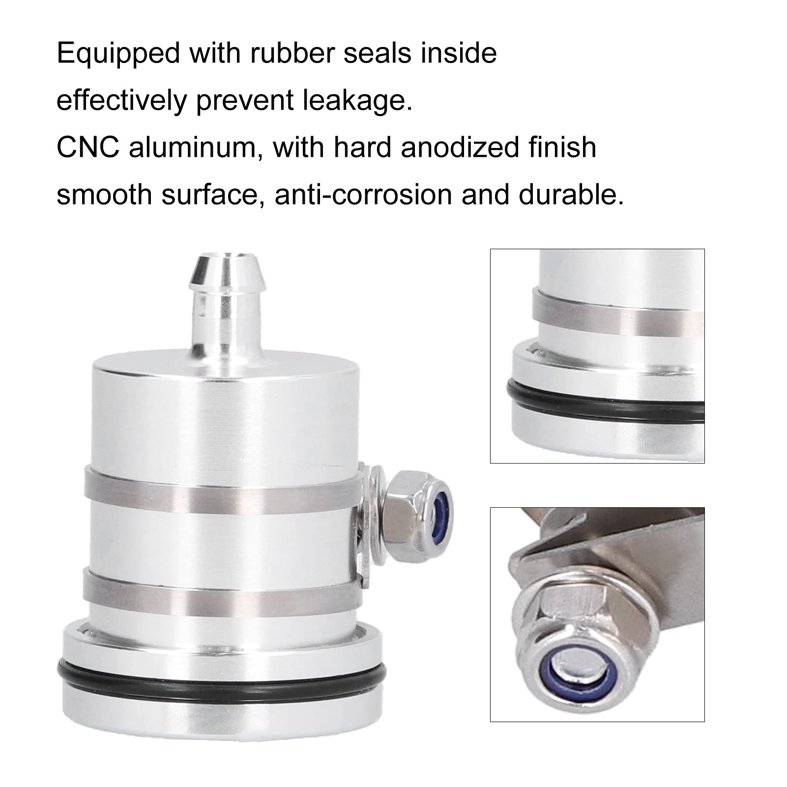 Ausla Réservoir de Liquide de Frein de Moto, Aluminium CNC, Conception étanche, Facile à Installer avec Ajustement Universel pour GSXR600/750 GSXR1000 (B (argent))