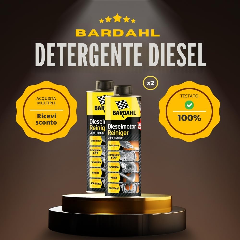 Bardahl Detergente motore diesel 5 in 1 | Pulitore sistema per motori diesel – Pulizia valvole AGR filtro antiparticolato diesel DPF iniettori – 500 ml (2)