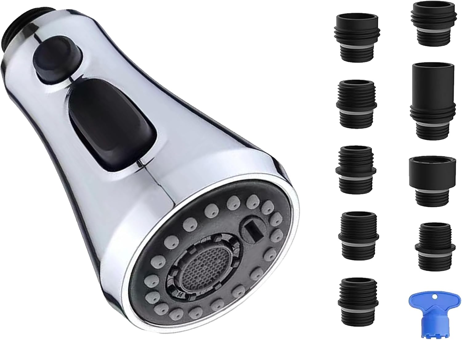 Universal Kitchen Faucet Head Replacement Pull Down 3 Function Sink Faucet Sprayer Head ith 9 Adapters