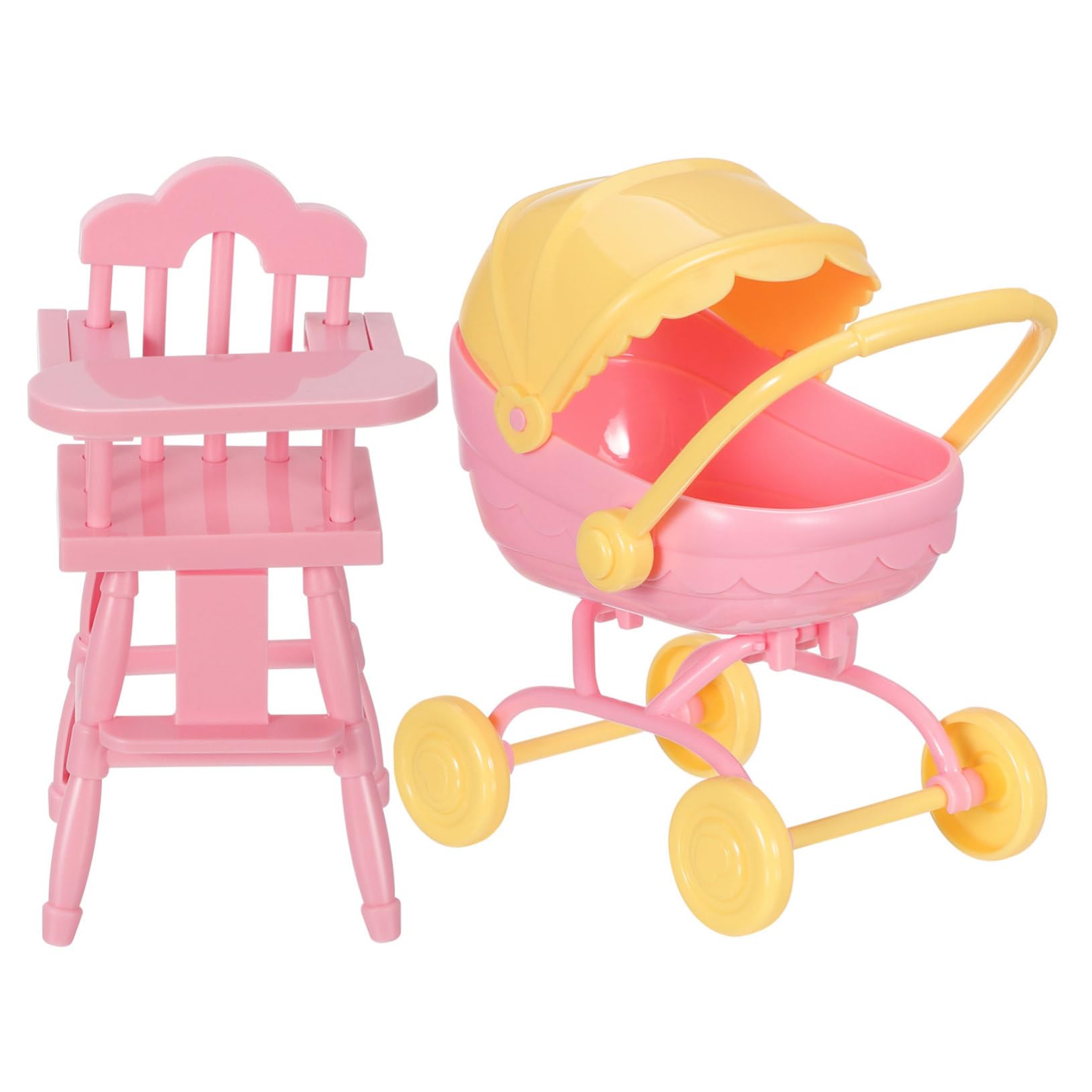 KESYOO Doll Set Mini Toy Stroller for Dolls Portable Play Toy Realistic Features