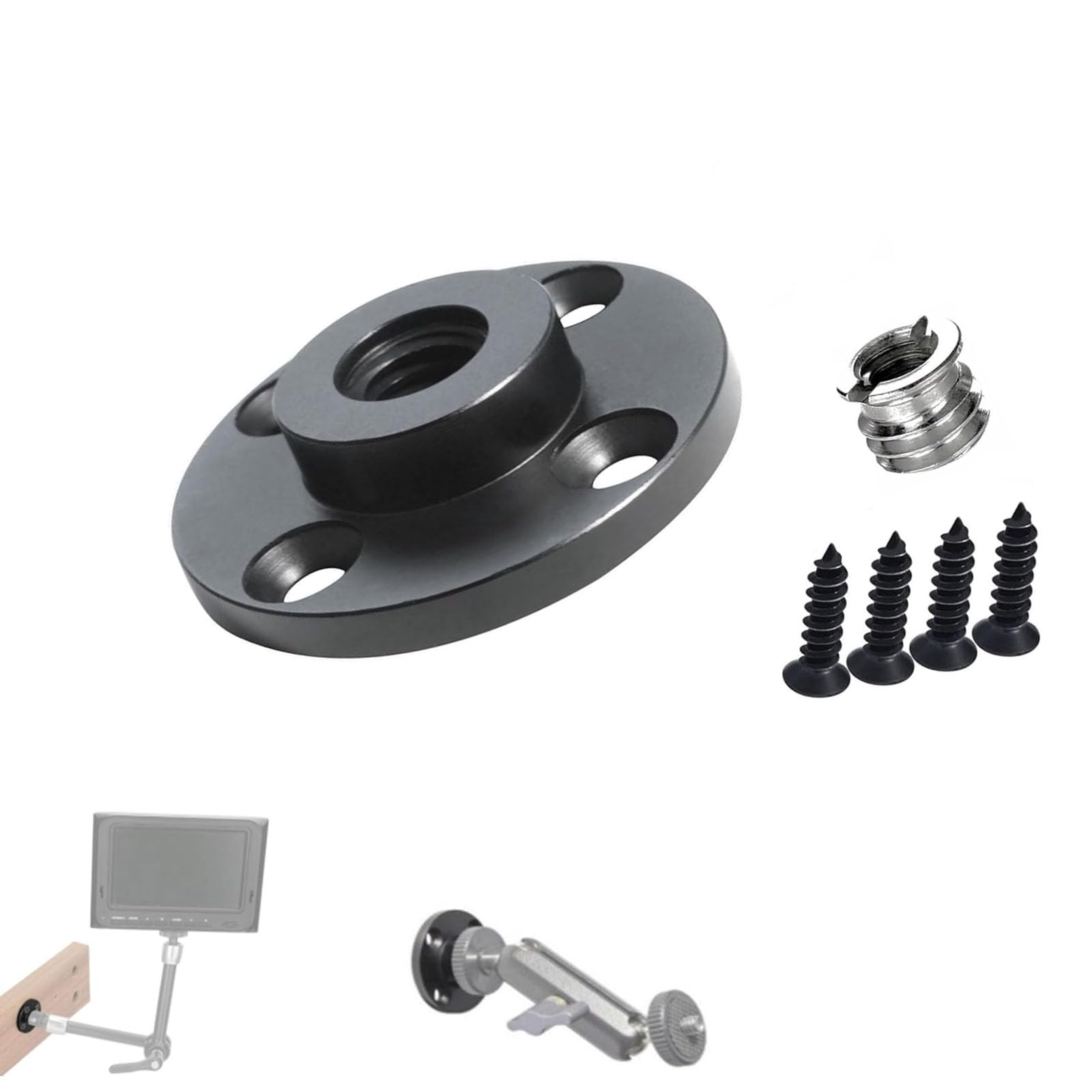 Mirhua 固定プレート 1/4インチ&3/8インチ 対応 雲台用三脚・DIY台座 三脚固定台 補助サポートブラケット 撮影アクセサリー 音響機器 スタジオ機材 拡張 ブラケット アダプター 機材固定用アダプター