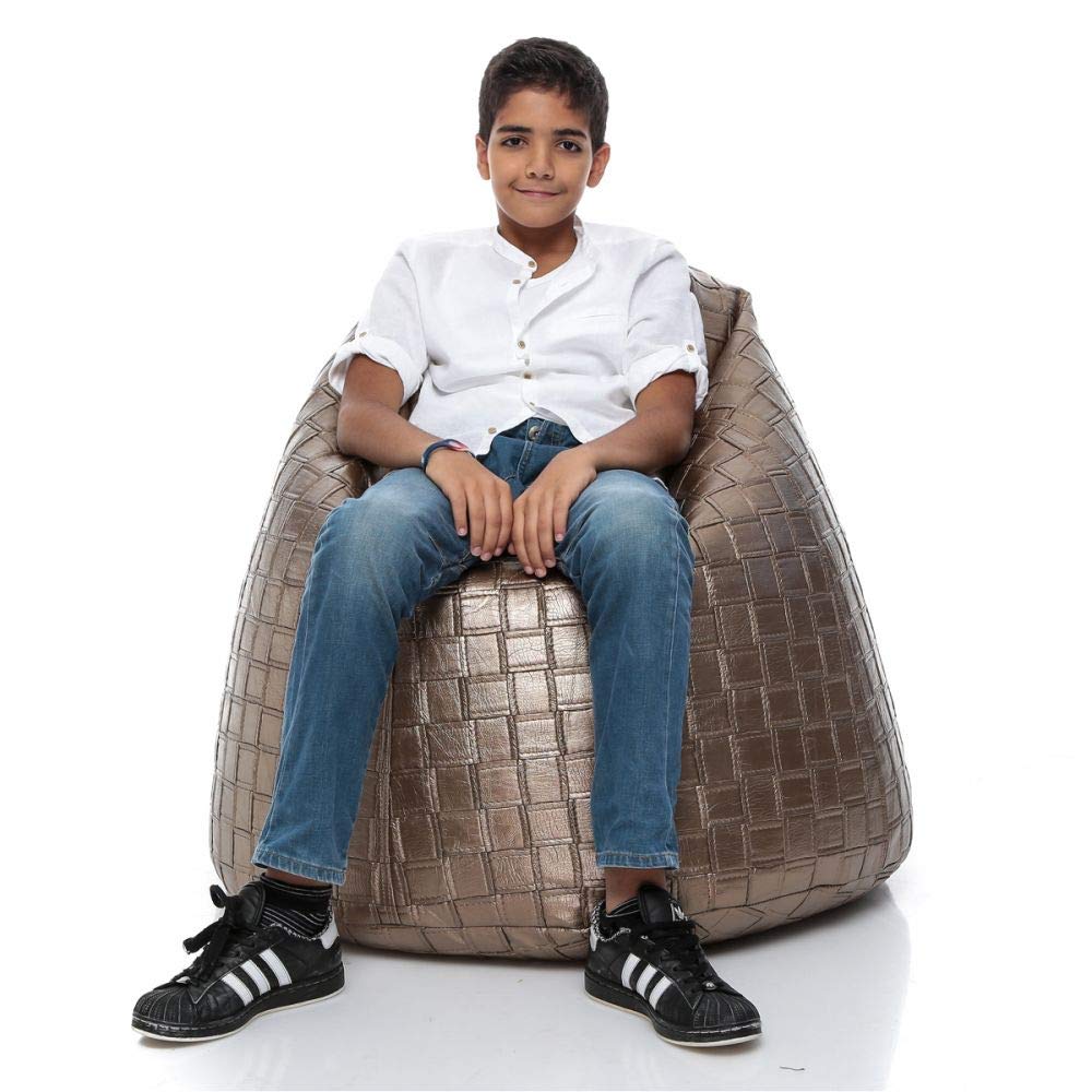 iBed Home Patchwork Faux Leather Bean Bag, Bronze - 80 X 50 Cm