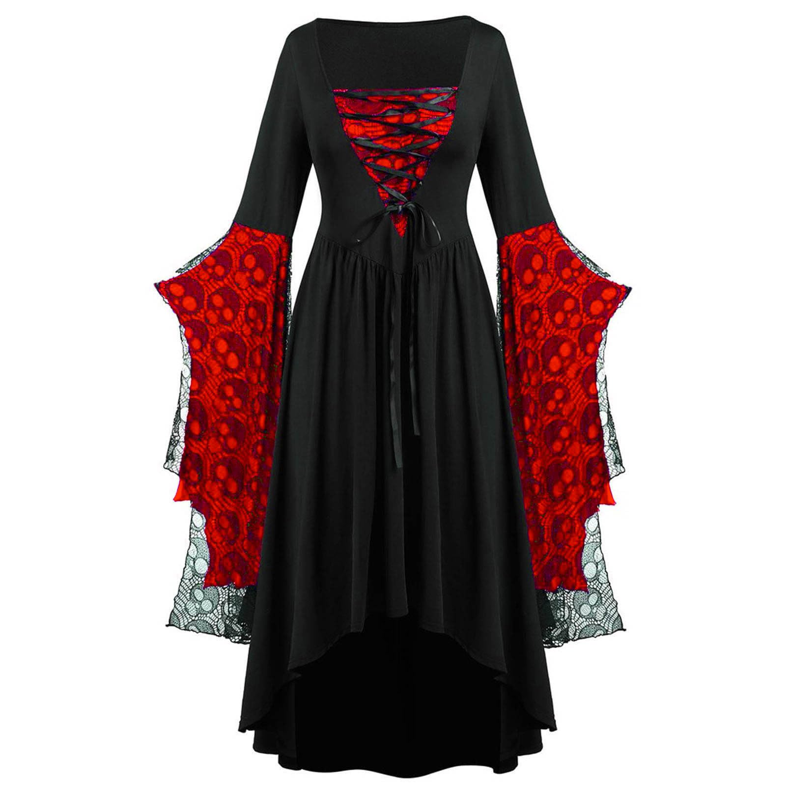 AMhomely Gothic Dress for Women Skeleton - Halloween Lace Dresses Plus Size