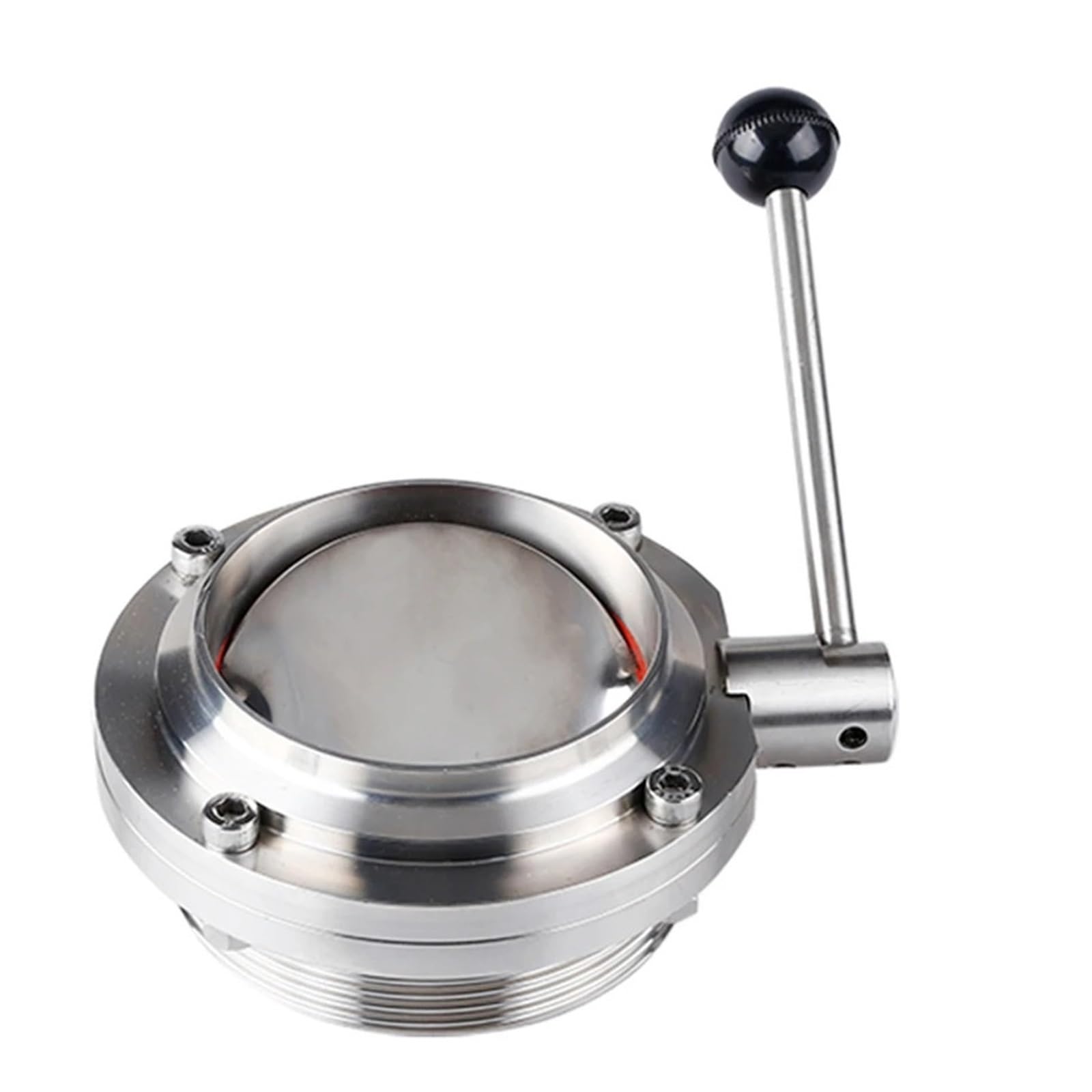 BALYDLUL 4-1/4" Stainless Steel 304 Sanitary Butterfly Valve Male Thread OD 131.5mm And Welding OD 108mm Silicone Sealing
