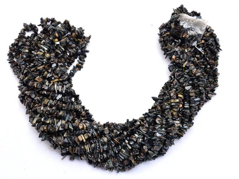 Perles oeil de tigre noir pierres naturelles brutes non taillées pour création de bijoux DIY