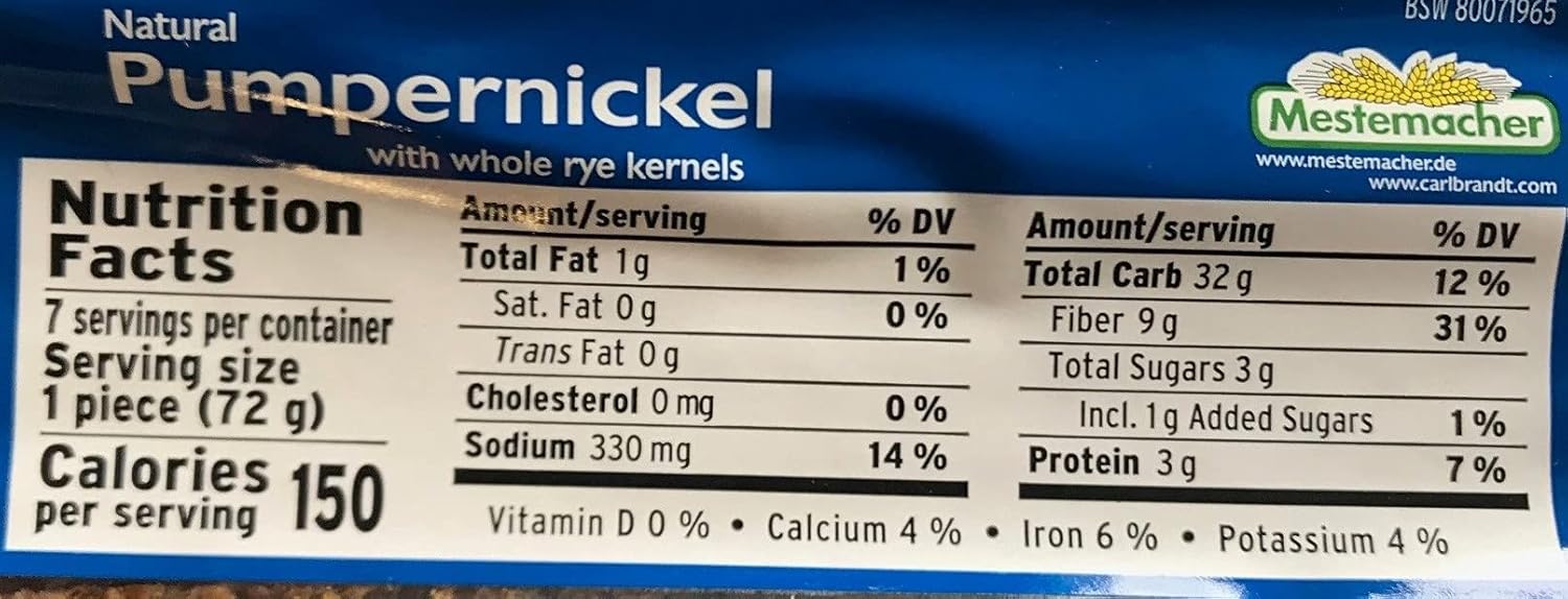 Mestemacher Bread, Pumpernickel, 17.6 Oz, Pack of 12