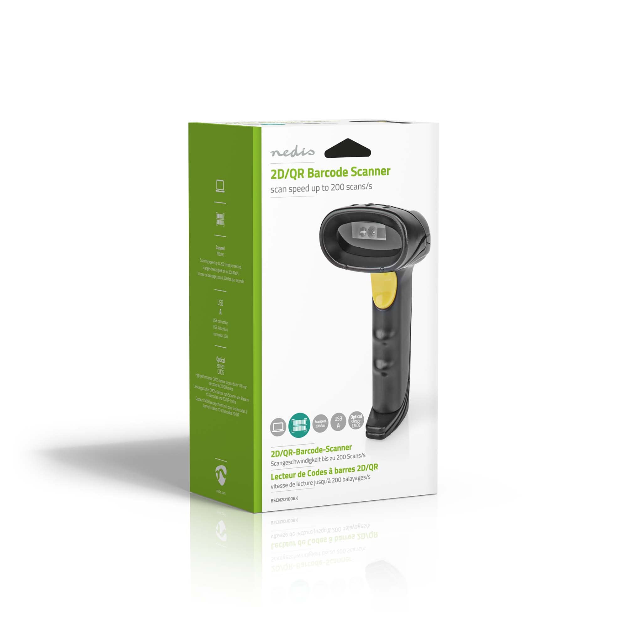 Nedis Scanner per codici a barre | CMOS | cavo | lineare 1D / 2D/QR | alimentazione tramite USB | USB2.0