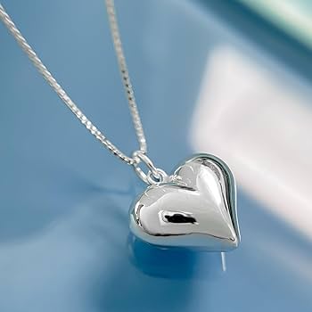 ネックレス・ペンダント Big Melting Heart Pendant (Silver) Amazon.com: Large Sterling Silver Heart Necklace, Puffed