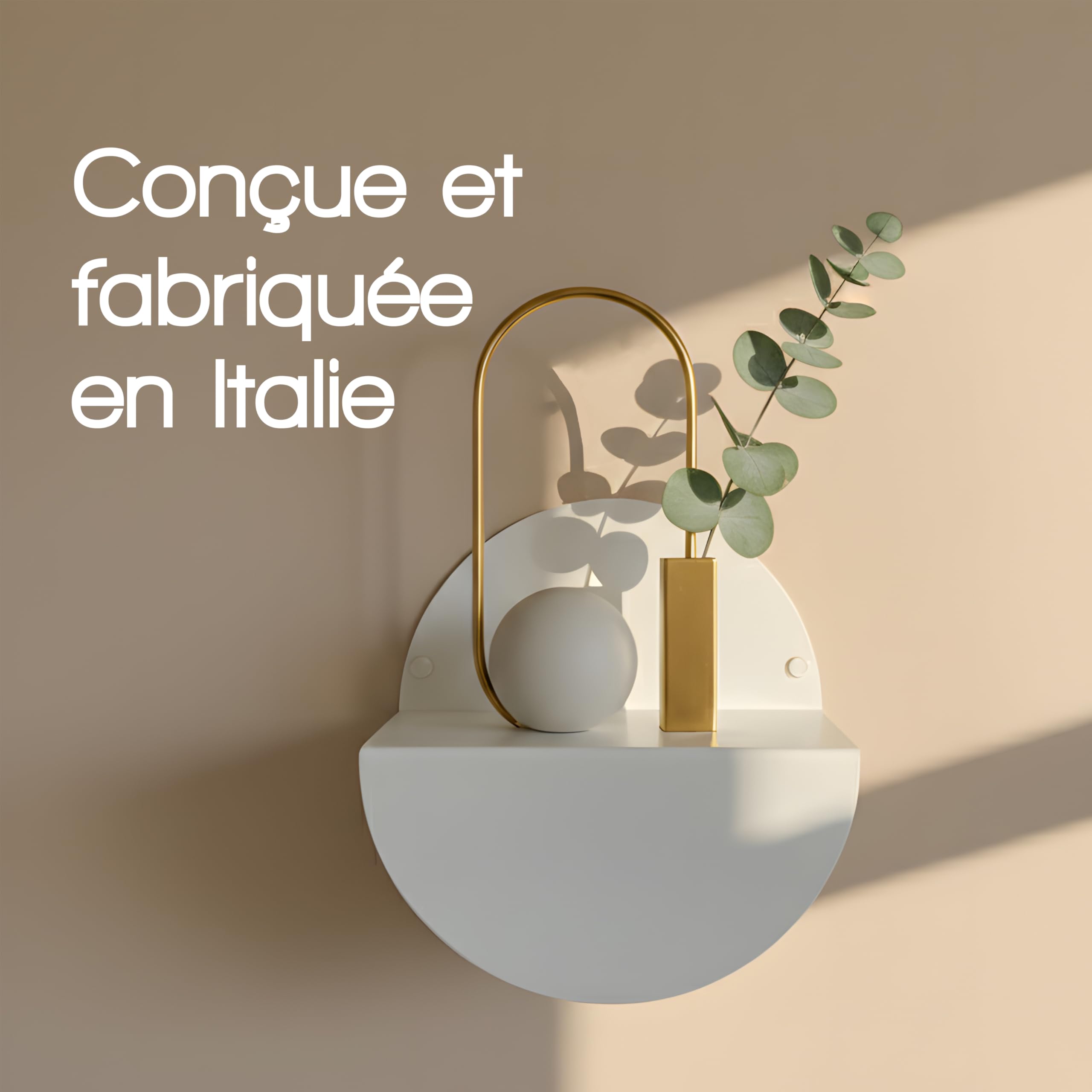 Audace Riflesso – Étagère Murale Métallique Blanc Mat 20x10 cm – Étagère Flottante Design, Installation Facile, Étagère Murale Salle de Bain, Entrée, Salon ou Chambre, Made in Italy