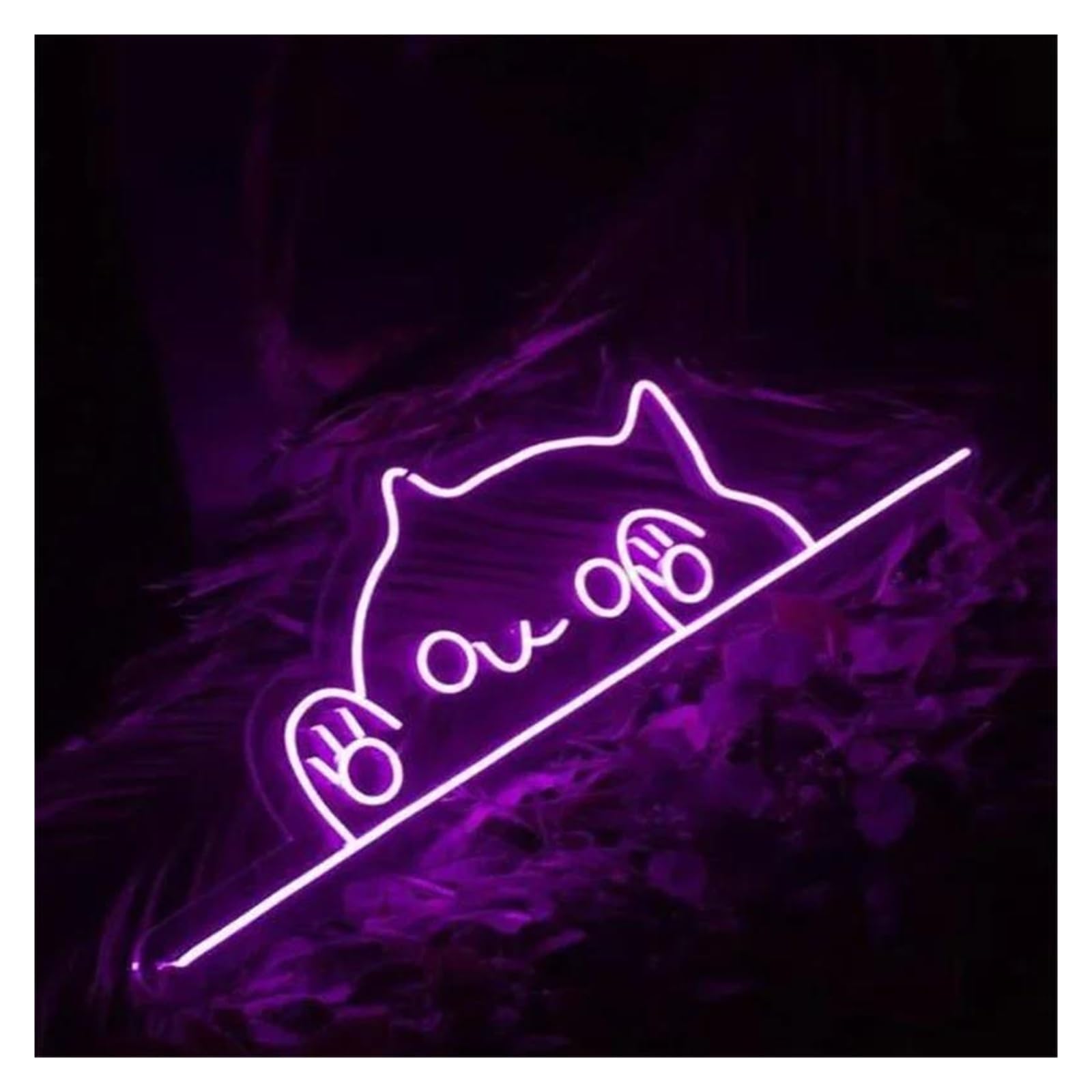 Lemst A Signs Lamp Neon Lights Usb Powered Djustable Brightness Cute Cat Blue Purple Neon Strip For Home Wall Rt Decor Pet Sign(,56X22cm)