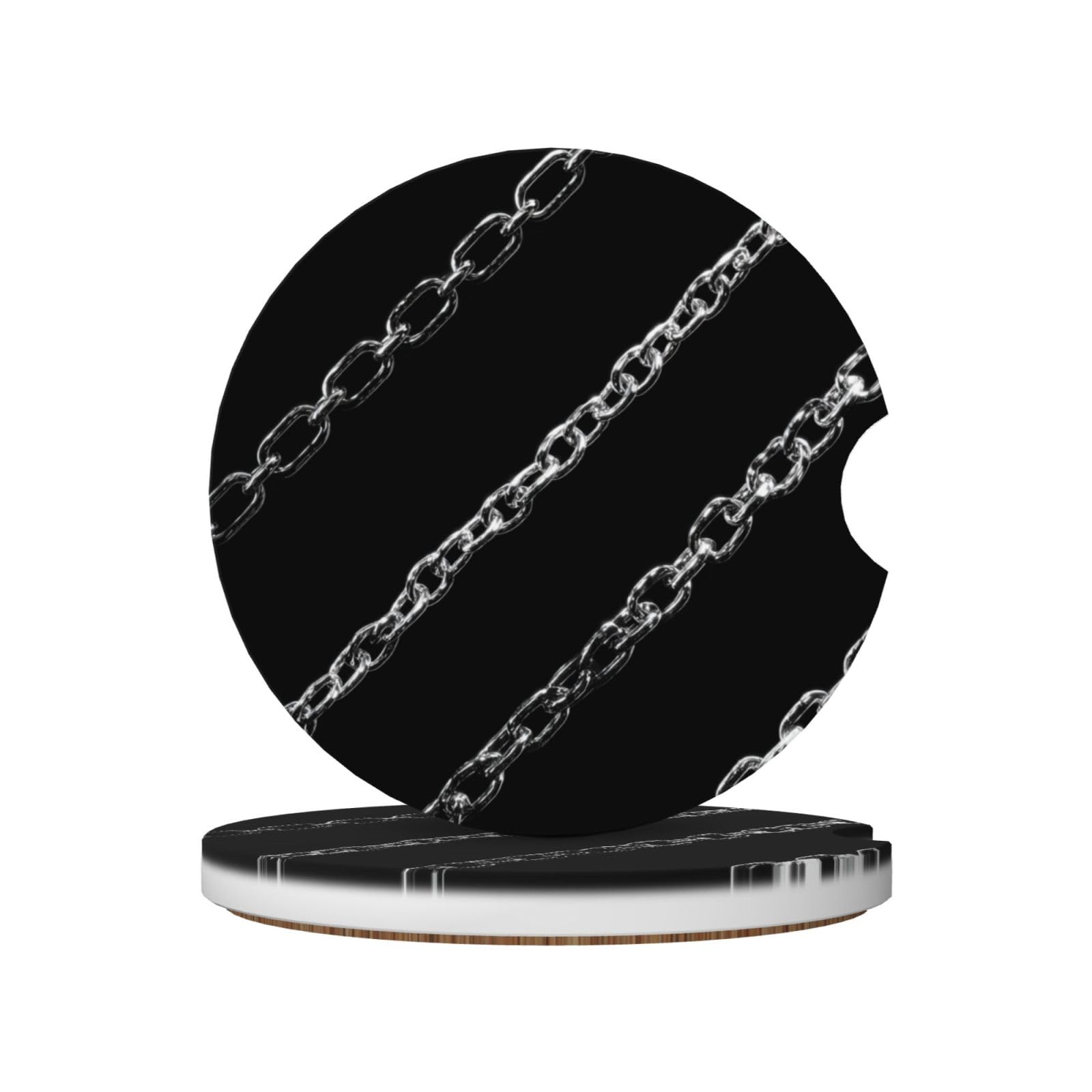 Chains Silver Material Ceramic Coasters,2pcs