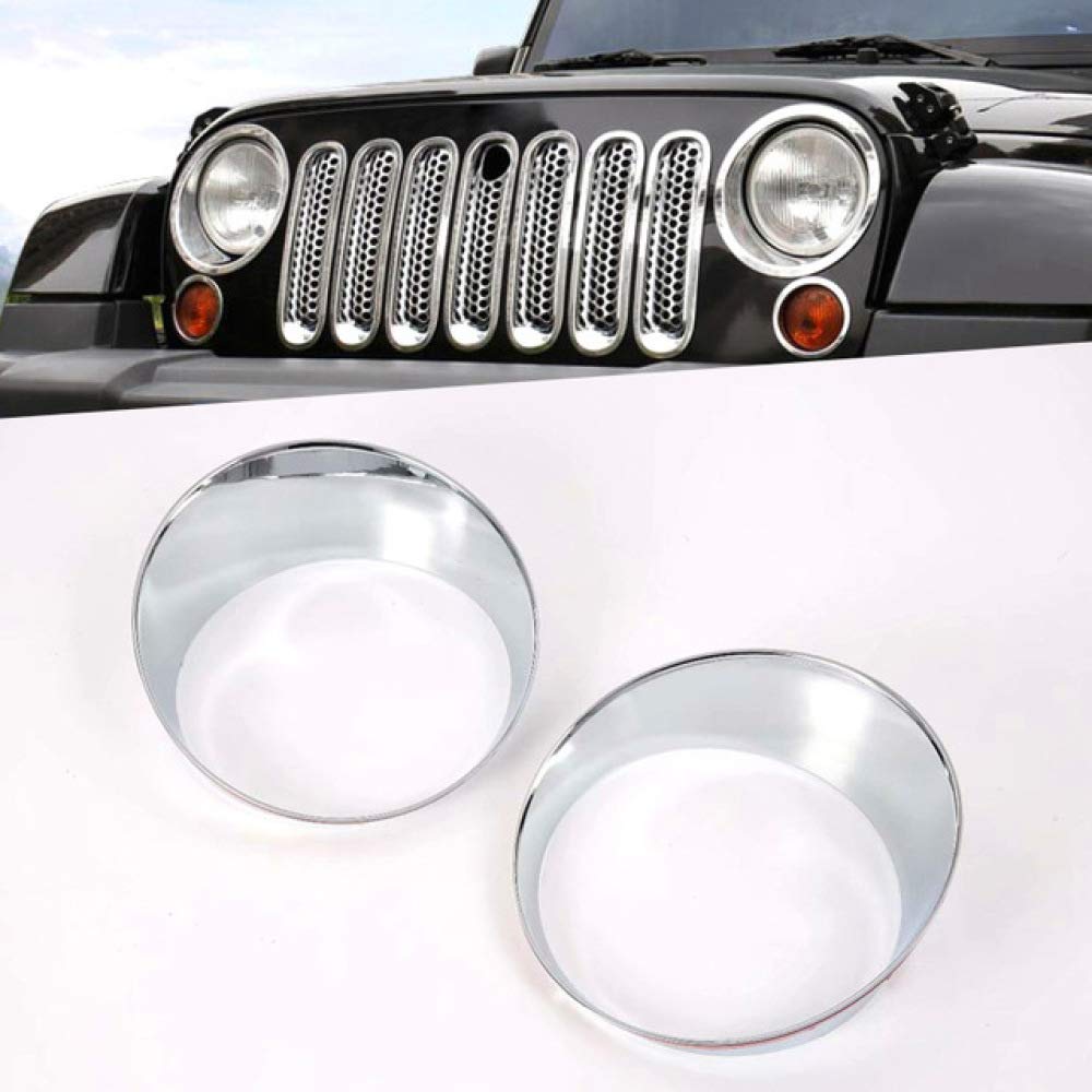 Weixinbuy For Jeep Wrangler JL 2018, Headlights Cover Head Lights Lamps Ring Bezel Exterior Trims Carbin Fiber Style Interior Mouldings