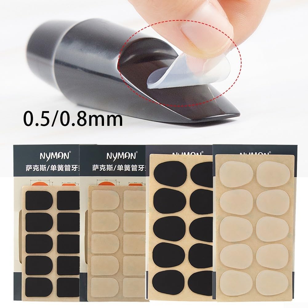 Lot de 10 coussinets pour embouchure de saxophone en silicone de qualité supérieure, protège la tête de saxophone des marques de morsure (saxophone transparent 0,5 mm)