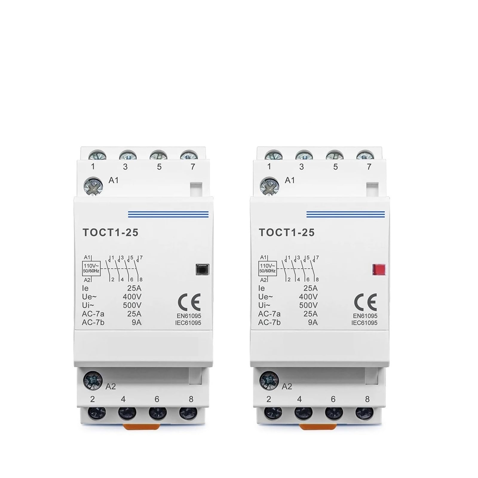 Contacteur modulaire CA domestique avec rail DIN 4P 25 A 110 V Bobine 50/60 Hz Contacteurs 4NO ou 2NO 2NC (110 V, 4NO)