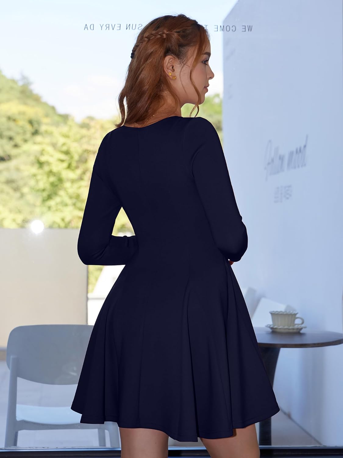 DAAWENXI Women's Sexy Long Sleeve Mini Dress Square Neck Bodycon Going Out Party Club Short Dresses - Image 6