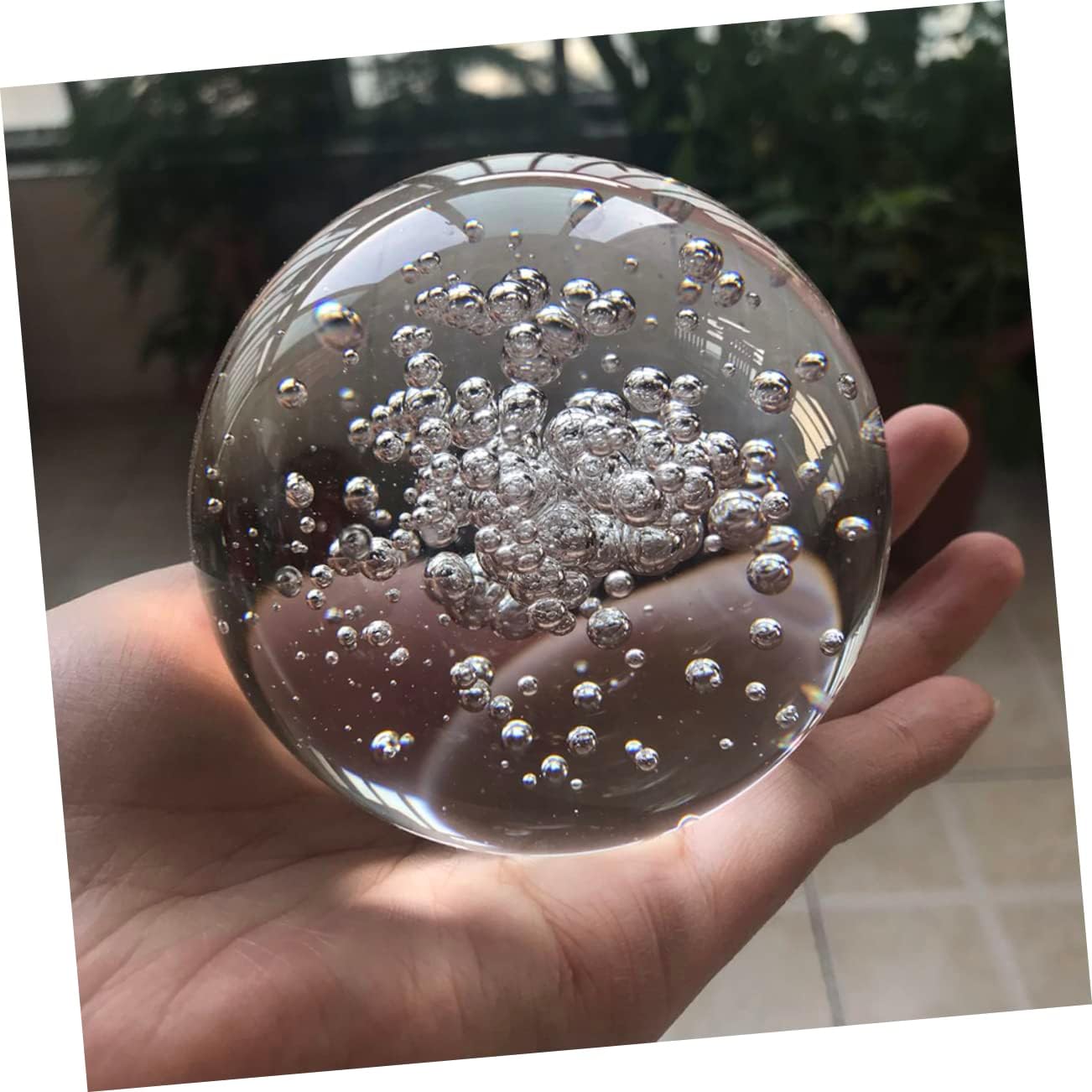 Alipis Bubble Glass Crystal Ball Ornament 8cm Decorative Sphere for Home Décor Rockery Decoration for Living Room and Garden