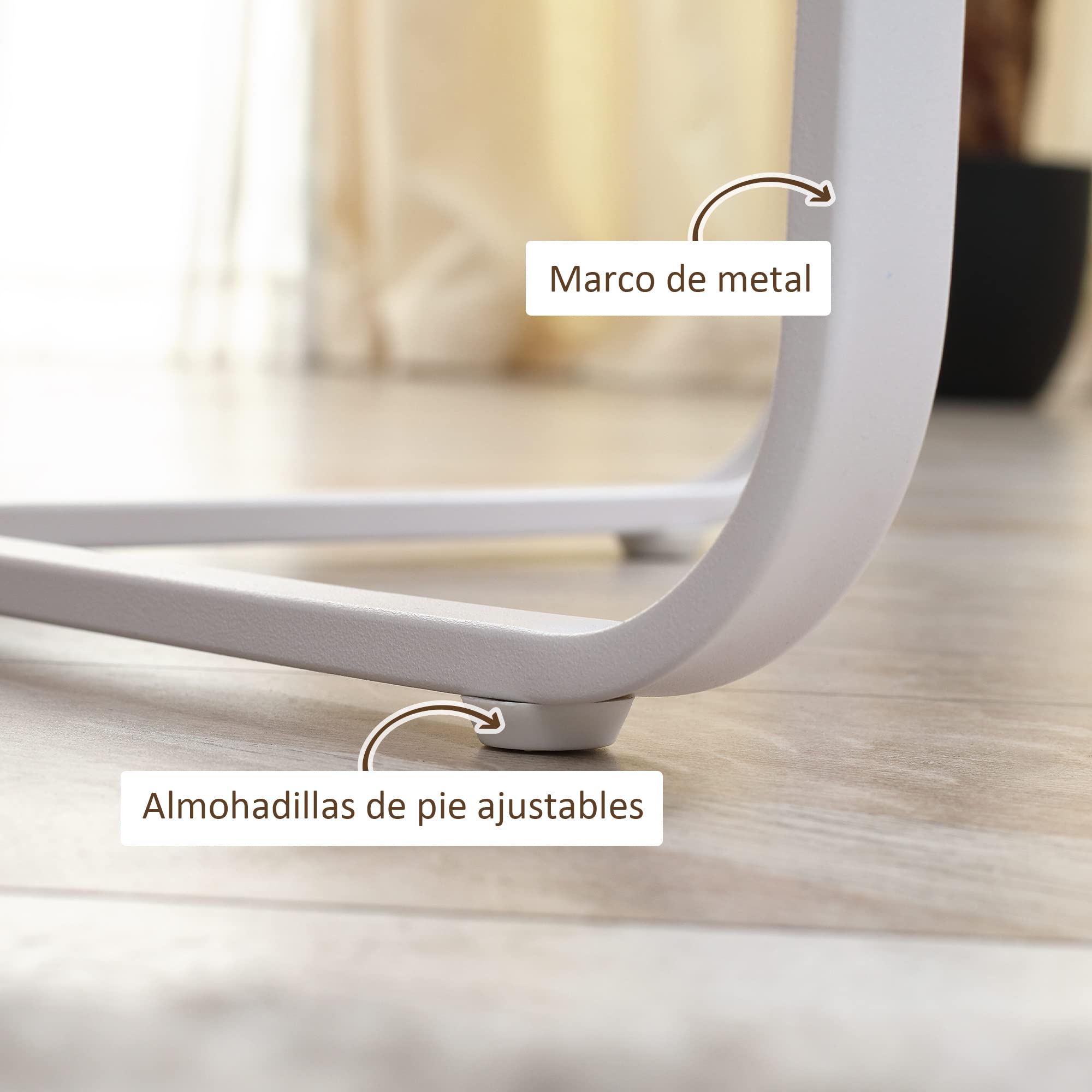 HOMCOM Juego de 2 Mesas de Centro Ø65x32 cm y Ø45x26 cm Natural y Blanco | Mesas de Salón Redondas, Encimera de Madera, Patas de Metal, para Domitorio