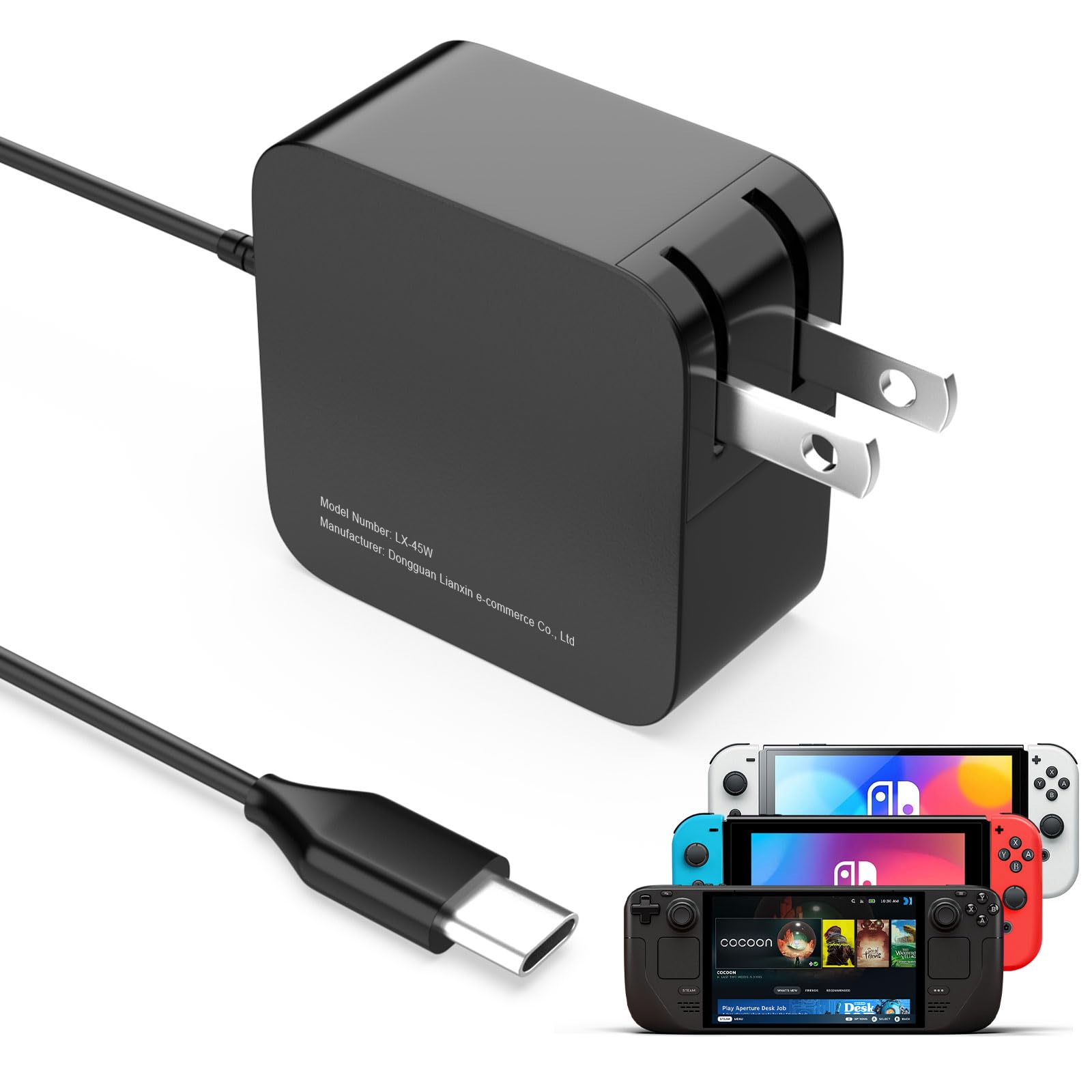 Amazon.com: 45W USB C Charger for Steam Deck/OLED, 5.7FT Cable