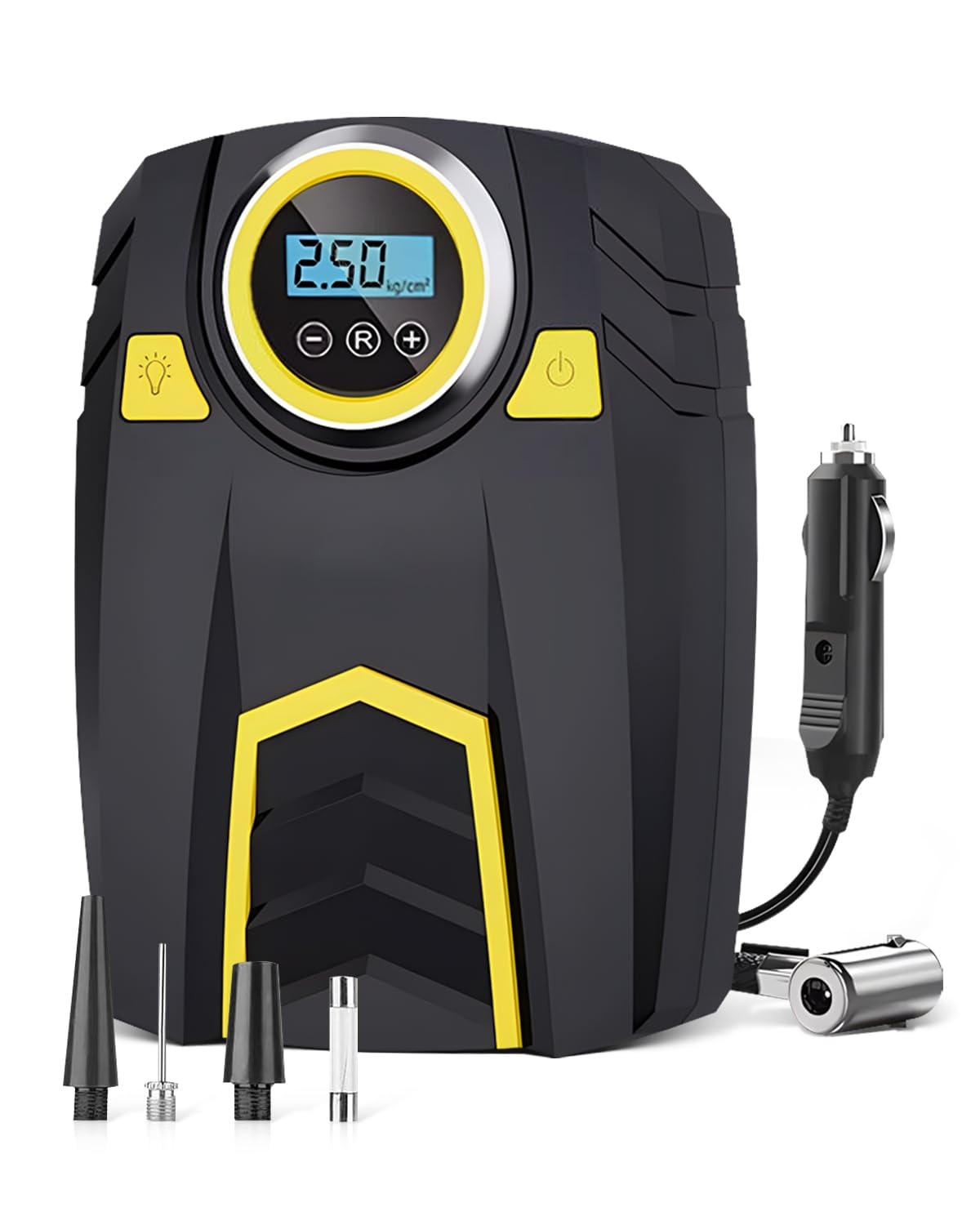 Lulizar Tyre Inflator Air Compressor, 12V Fast Inflation Car Tyre Inflator with LED Light, Strong Motor Car Tyre Pump with Display Screen, Auto Shut-Off Tyre Inflator for Car, Bike, Ball