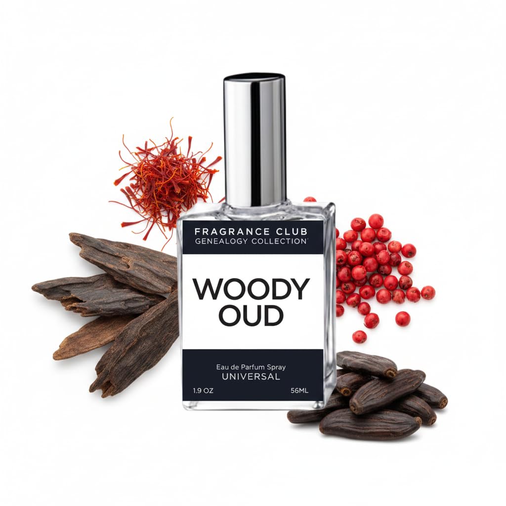 FRAGRANCE CLUB Woody Oud Eau de Parfum – Warm Woody Spicy Fragrance with Oud, Vanilla & Amber – Long Lasting- Luxury Inspired Universal Scent – 1.9 Fl