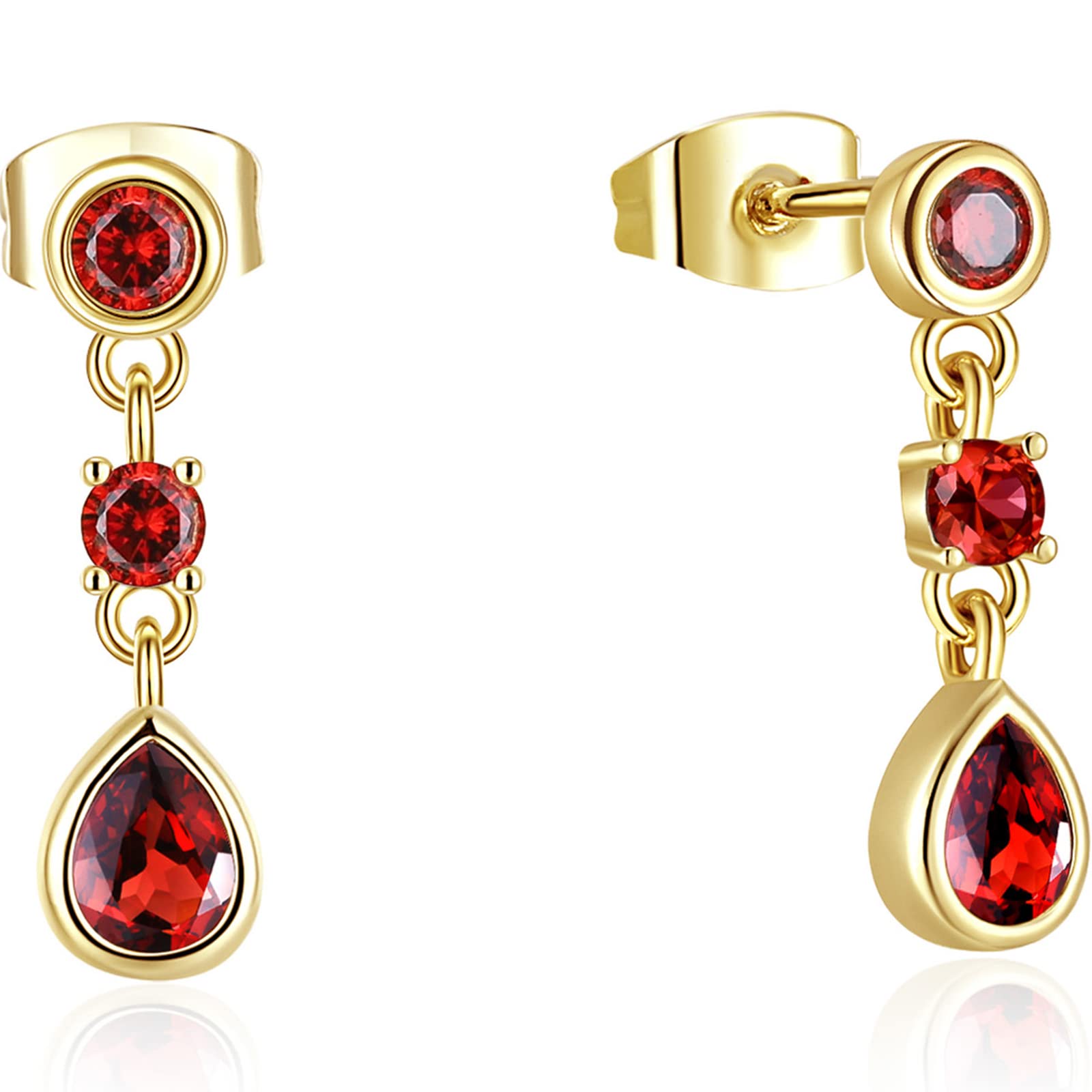 CZ Linear Drop Earrings White CZ Drop Earrings in Gold | Dangle Threaded Stud Earring 1''