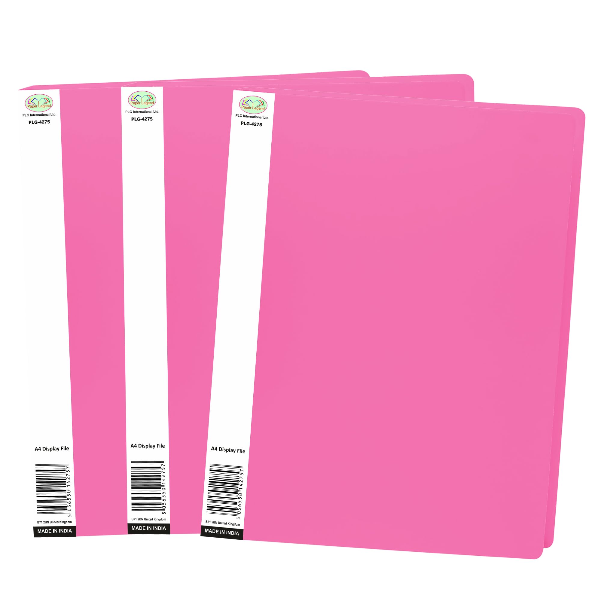 Pink Colour - A4 20 Pocket Display File Book Presentation Folder Portfolio Financial Document, Interviews Project Book Certificate Folder Plastic Wallets (40 Views) (Set of 3)