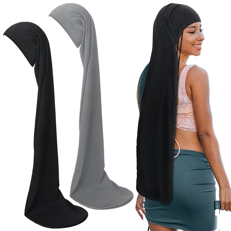Twistover 2 Toucas para Dreadlocks em Preto e Cinza, 37 Polegadas