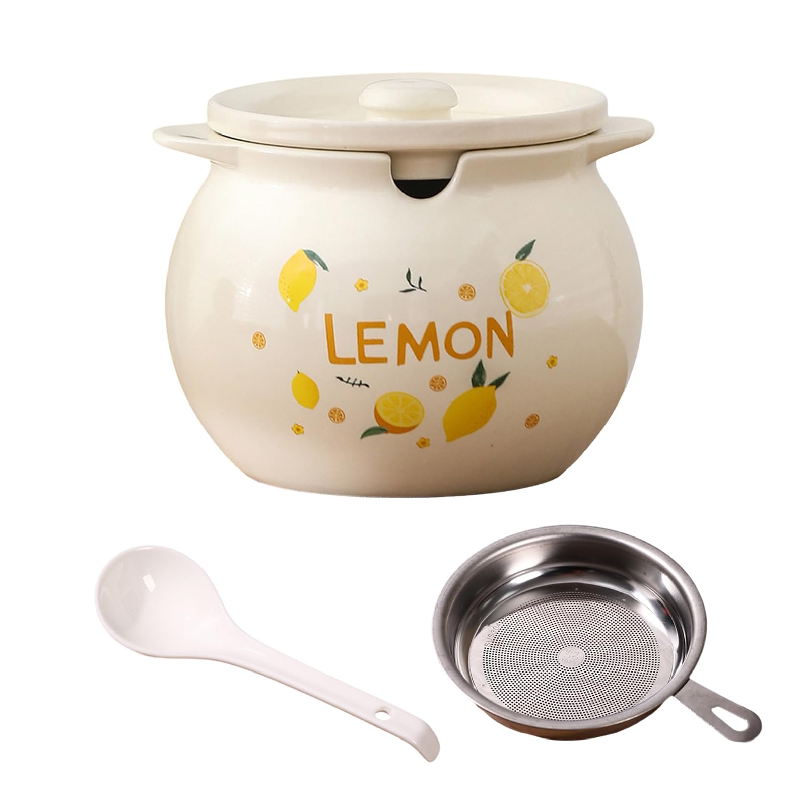 Shurhome 1400Ml Ceramic Oil Canister with Tight Sealing Lid Bacons Grease Container for Countertop Organization Elegant Oil Pot with Tight Seal Pour Spout Bacons Grease Container Countertop Decor