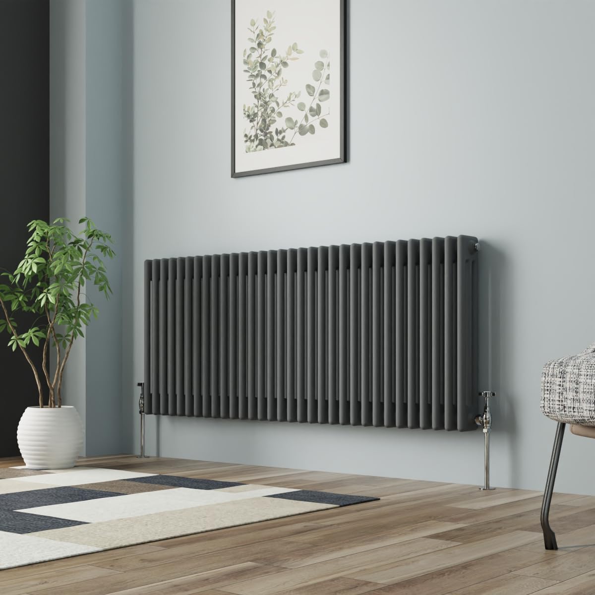 NRG Column Radiator Anthracite 600x1462mm Triple Cast Iron Rads