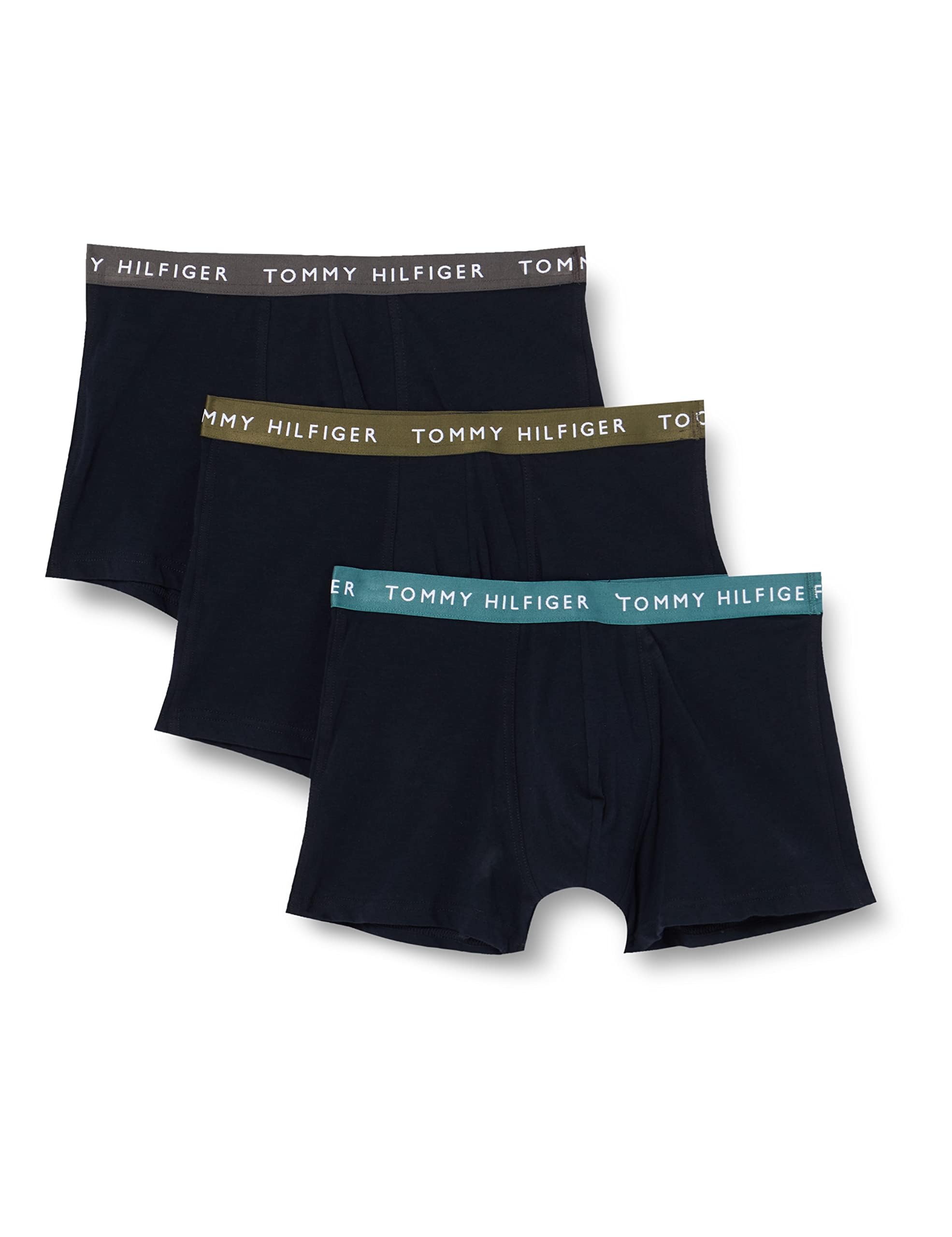 Tommy Hilfiger Boxer Uomo 3 Pack 3 PK Trunk WB Elasticizzati S Multicolore (Frosted Green/Army Green/Dark Ash)