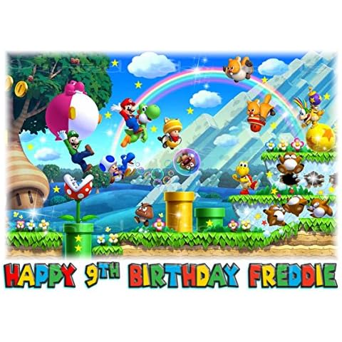 Personalised Super Mario Cake Topper A4 Cover