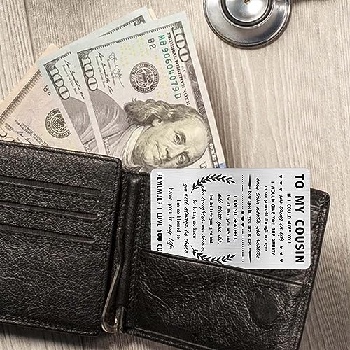 Alotozo Grateful Cousin Gifts - Remember I Love You Cousin Valentines Day Gifts Idea - Engraved Wallet Card Inserts to My Cousin3